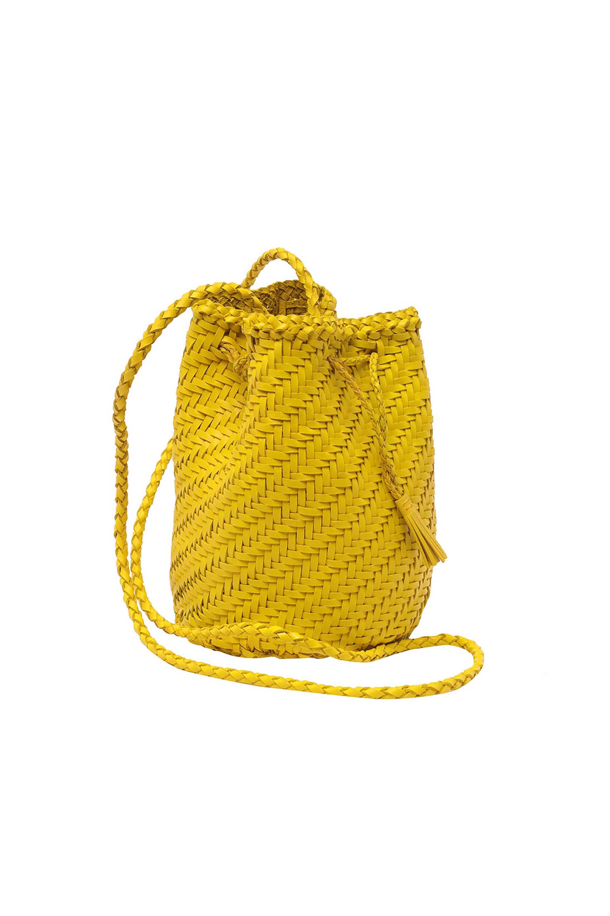 DRAGON DIFFUSION Dragon Diffusion γυναικεία τσάντα bucket "Pompom Double Jump" - 8838 Κίτρινο - 2