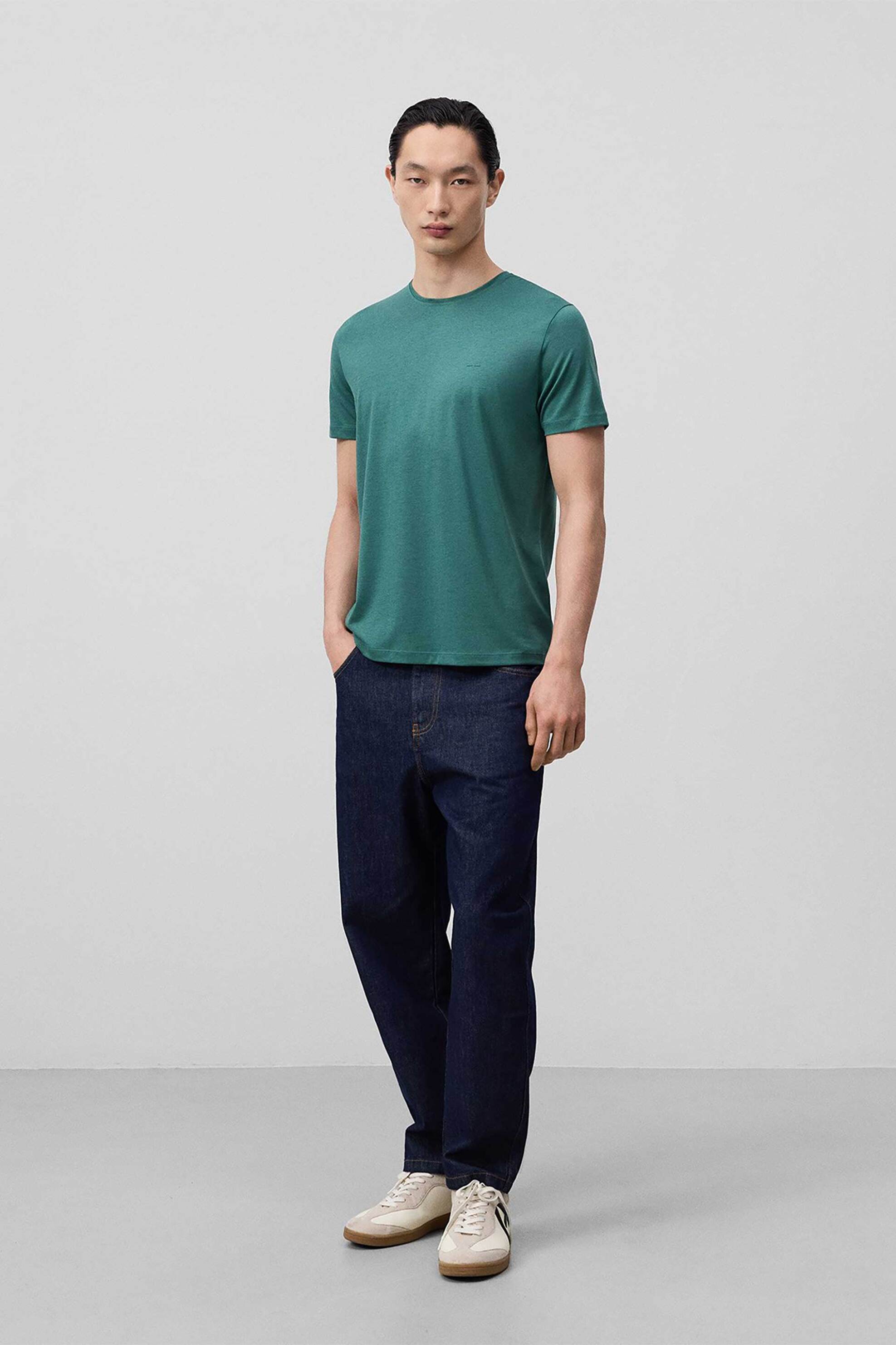 Adolfo Domínguez ανδρικό T-shirt μονόχρωμο Regular Fit - 172031037 Πράσινο φωτογραφία