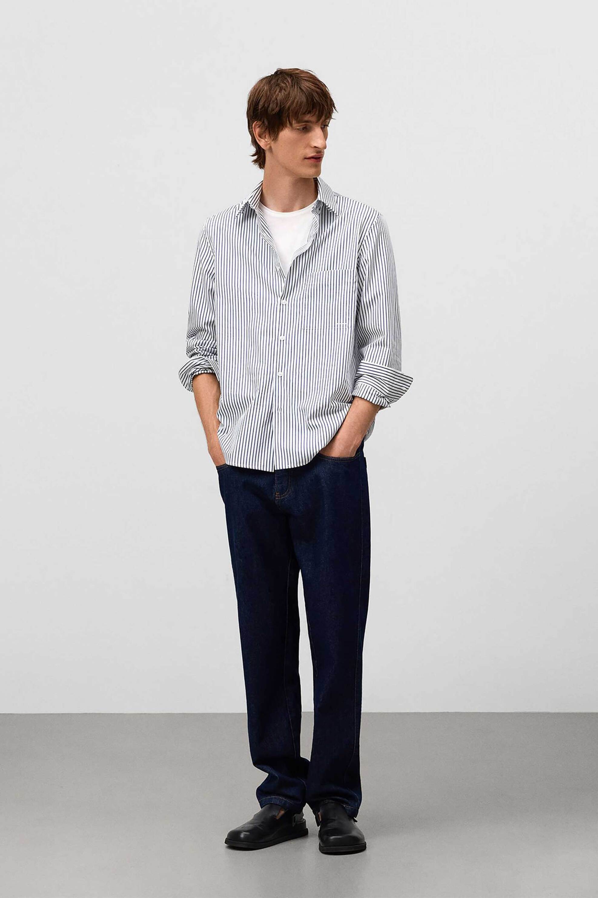 Adolfo Domínguez ανδρικό πουκάμισο με ριγέ σχέδιο Regular Fit - 120091290 Γαλάζιο φωτογραφία