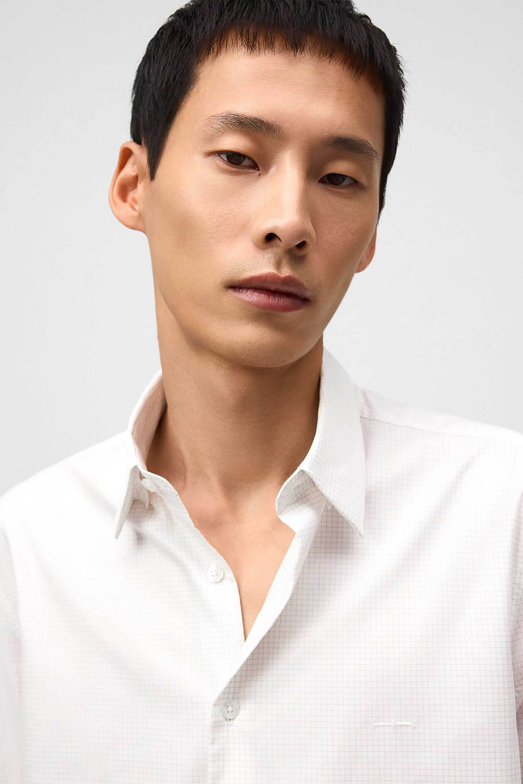 Adolfo Domínguez ανδρικό πουκάμισο με καρό σχέδιο Regular Fit - 120201287 Κρέμ φωτογραφία