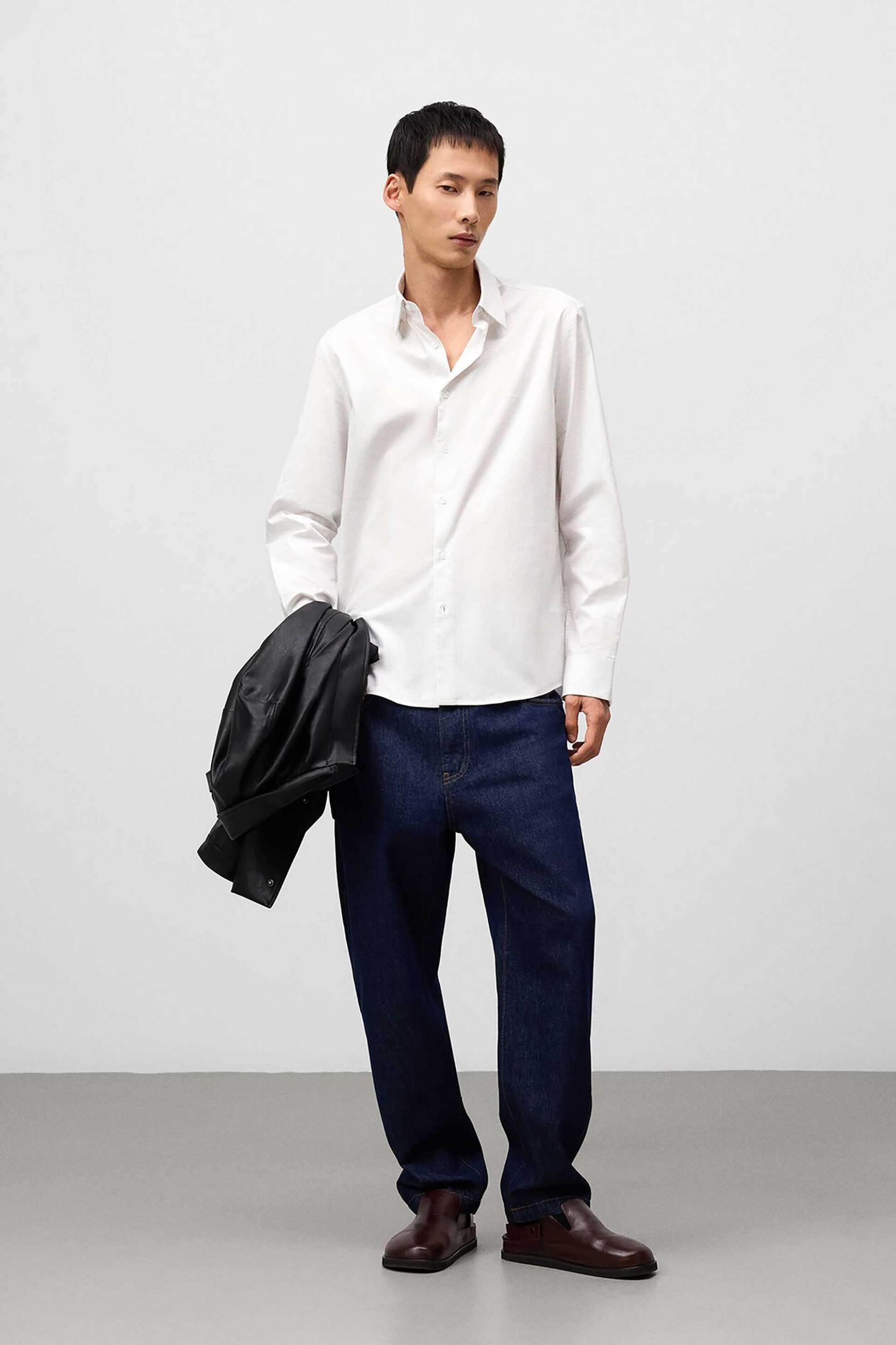 Adolfo Domínguez ανδρικό πουκάμισο με καρό σχέδιο Regular Fit - 120201287 Κρέμ φωτογραφία