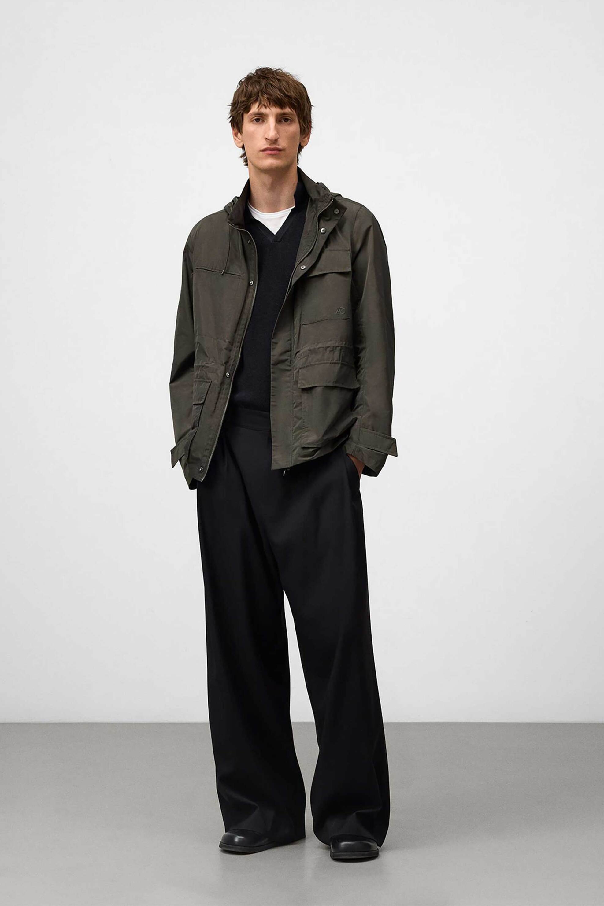 Adolfo Domínguez ανδρικό jacket με τσέπες και κουκούλα - 124031177 Χακί φωτογραφία