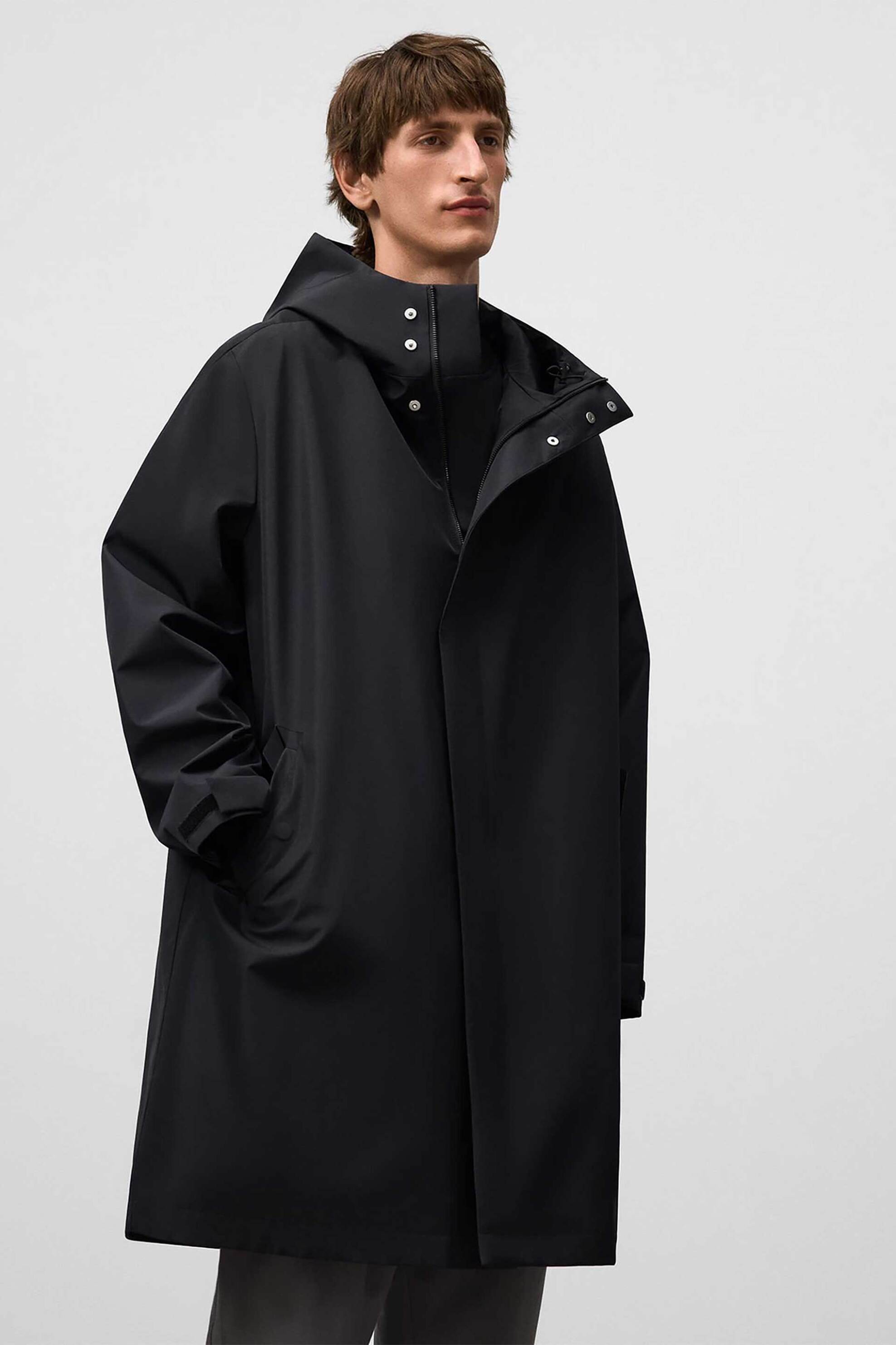 ADOLFO DOMINGUEZ Adolfo Domínguez ανδρικό μακρύ μπουφάν parka μονόχρωμο - 138011147 Μαύρο