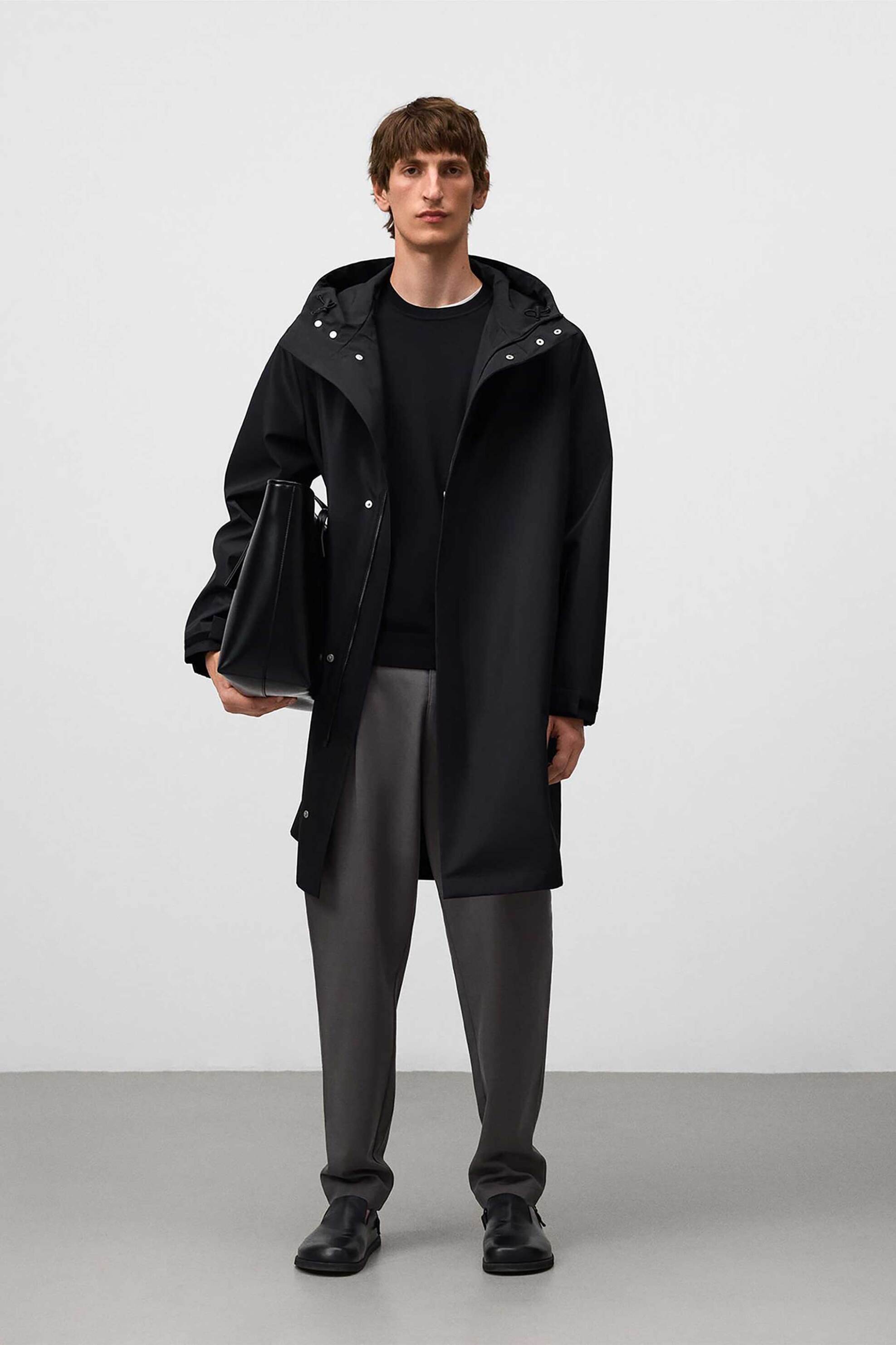 Adolfo Domínguez ανδρικό μακρύ μπουφάν parka μονόχρωμο - 138011147 Μαύρο φωτογραφία