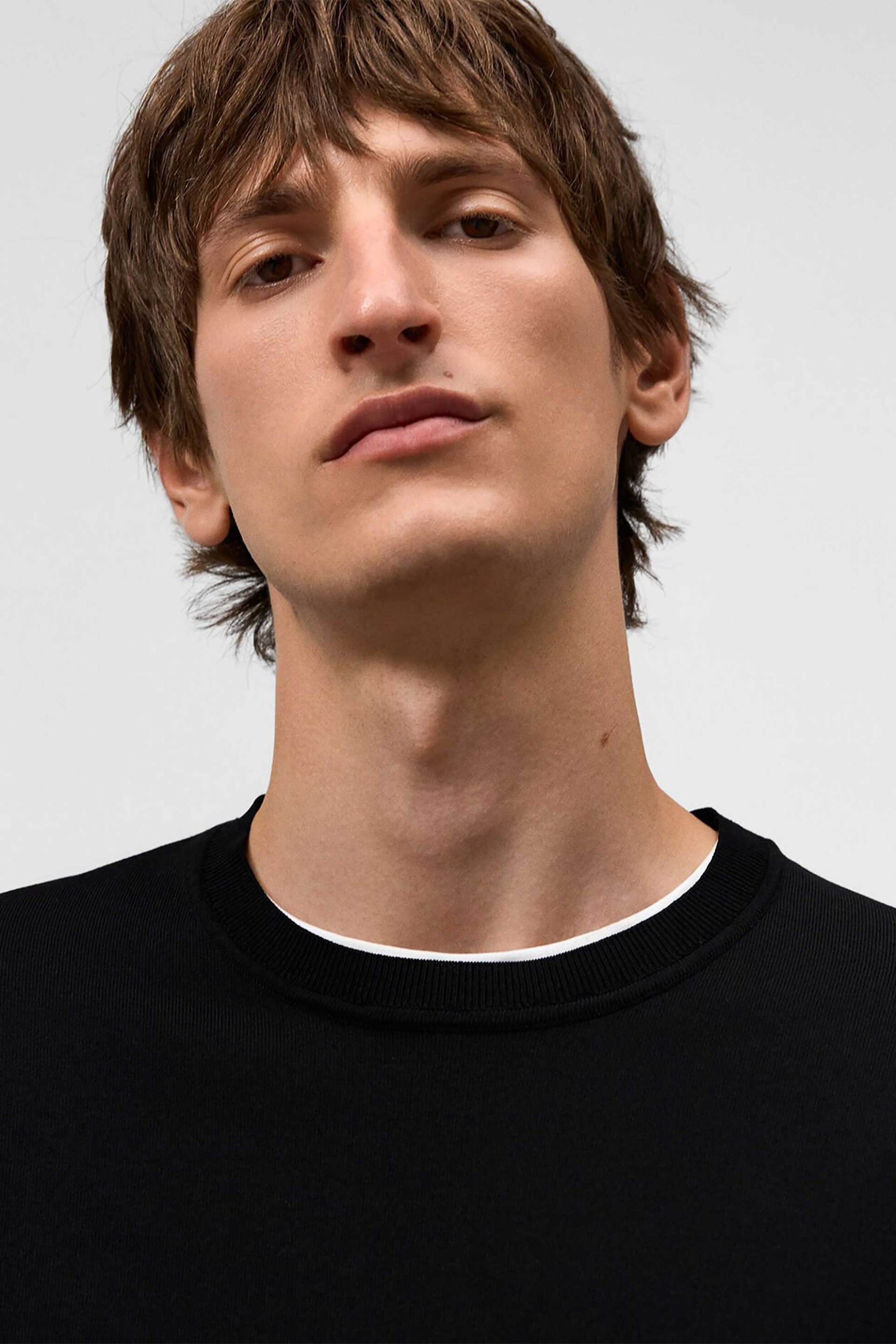 Adolfo Domínguez ανδρική πλεκτή μπλούζα μονόχρωμη - 153031043 Μαύρο φωτογραφία