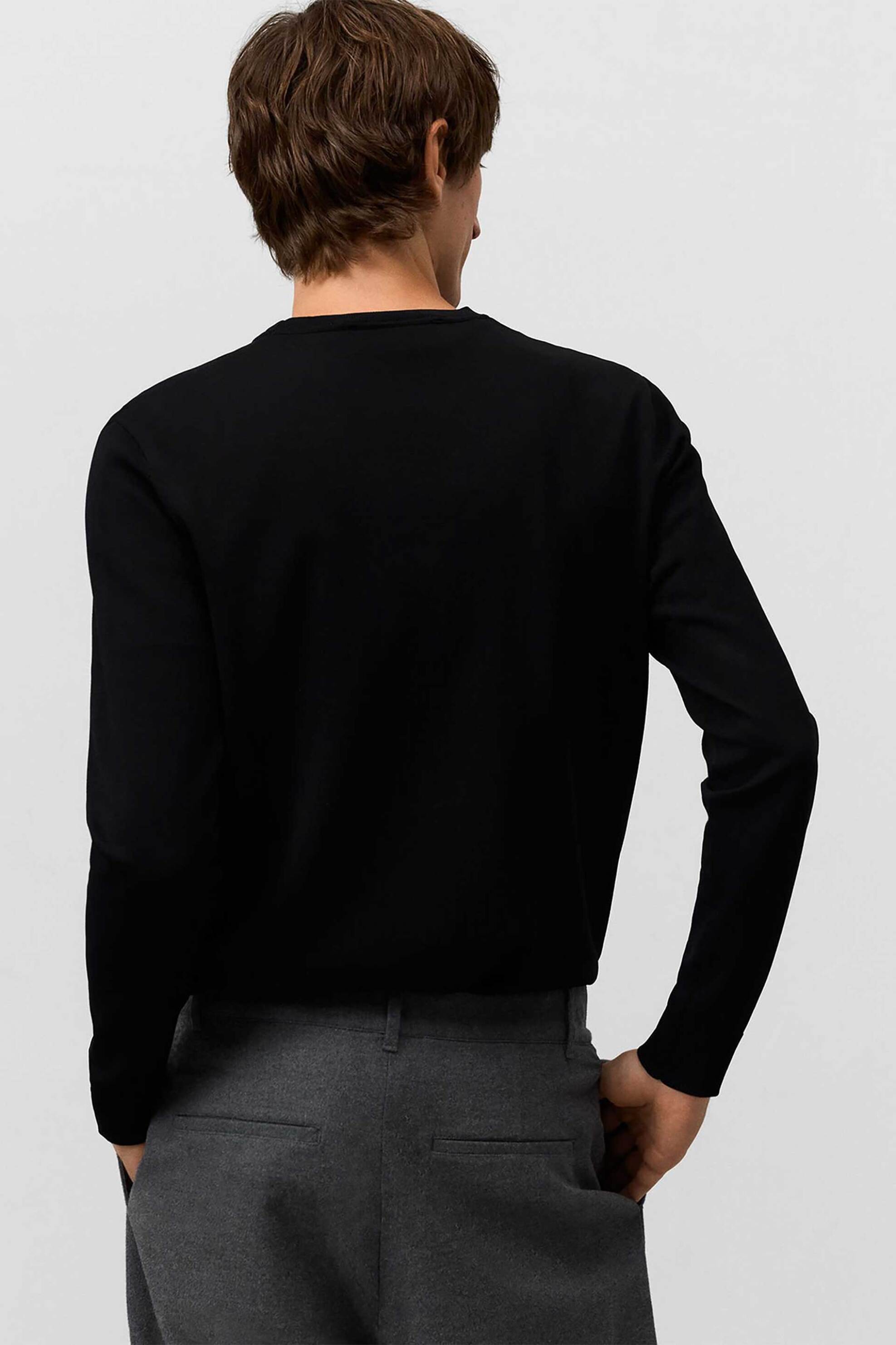 Adolfo Domínguez ανδρική πλεκτή μπλούζα μονόχρωμη - 153031043 Μαύρο φωτογραφία