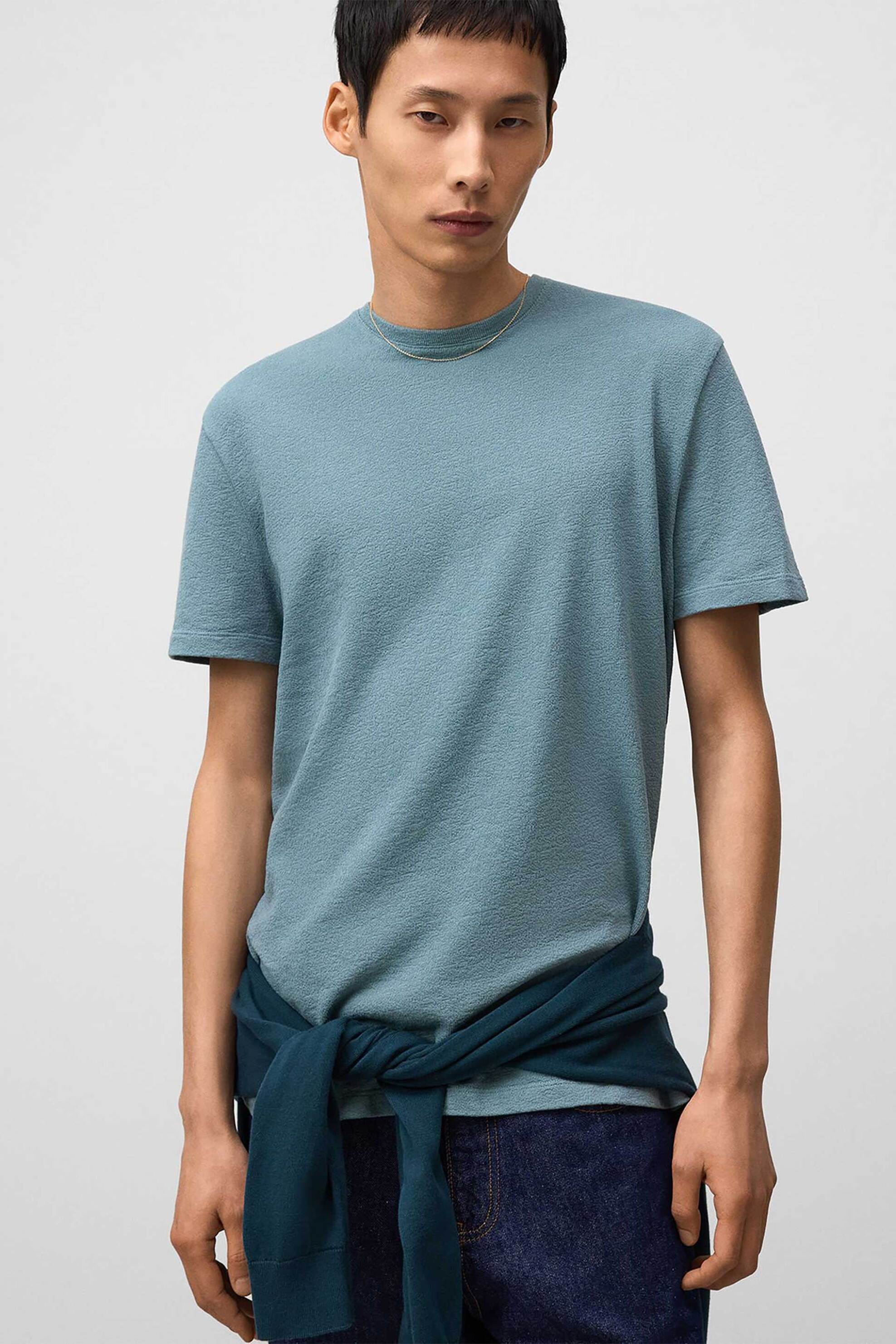 ADOLFO DOMINGUEZ Adolfo Domínguez ανδρικό T-shirt μονόχρωμο - 172011033 Γαλάζιο