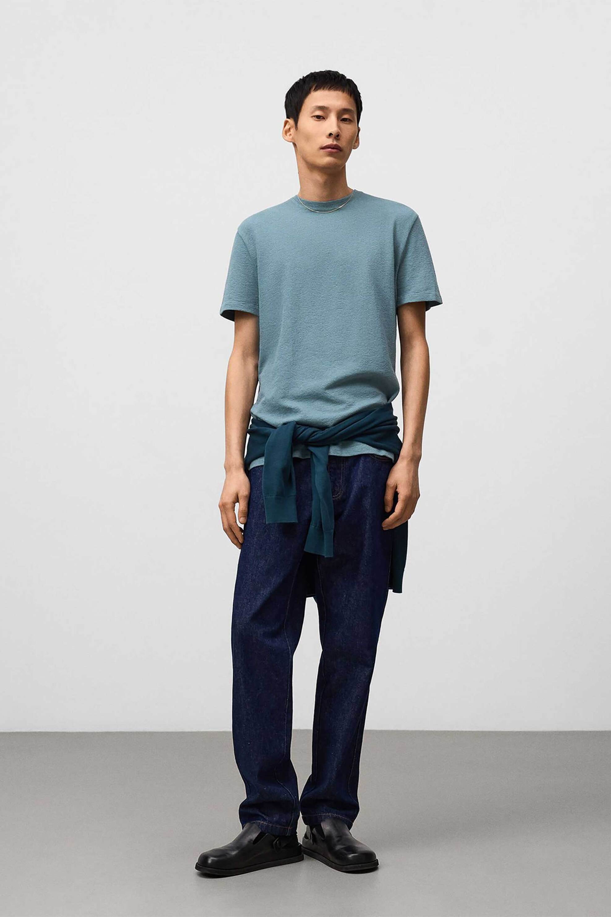 Adolfo Domínguez ανδρικό T-shirt μονόχρωμο - 172011033 Γαλάζιο φωτογραφία