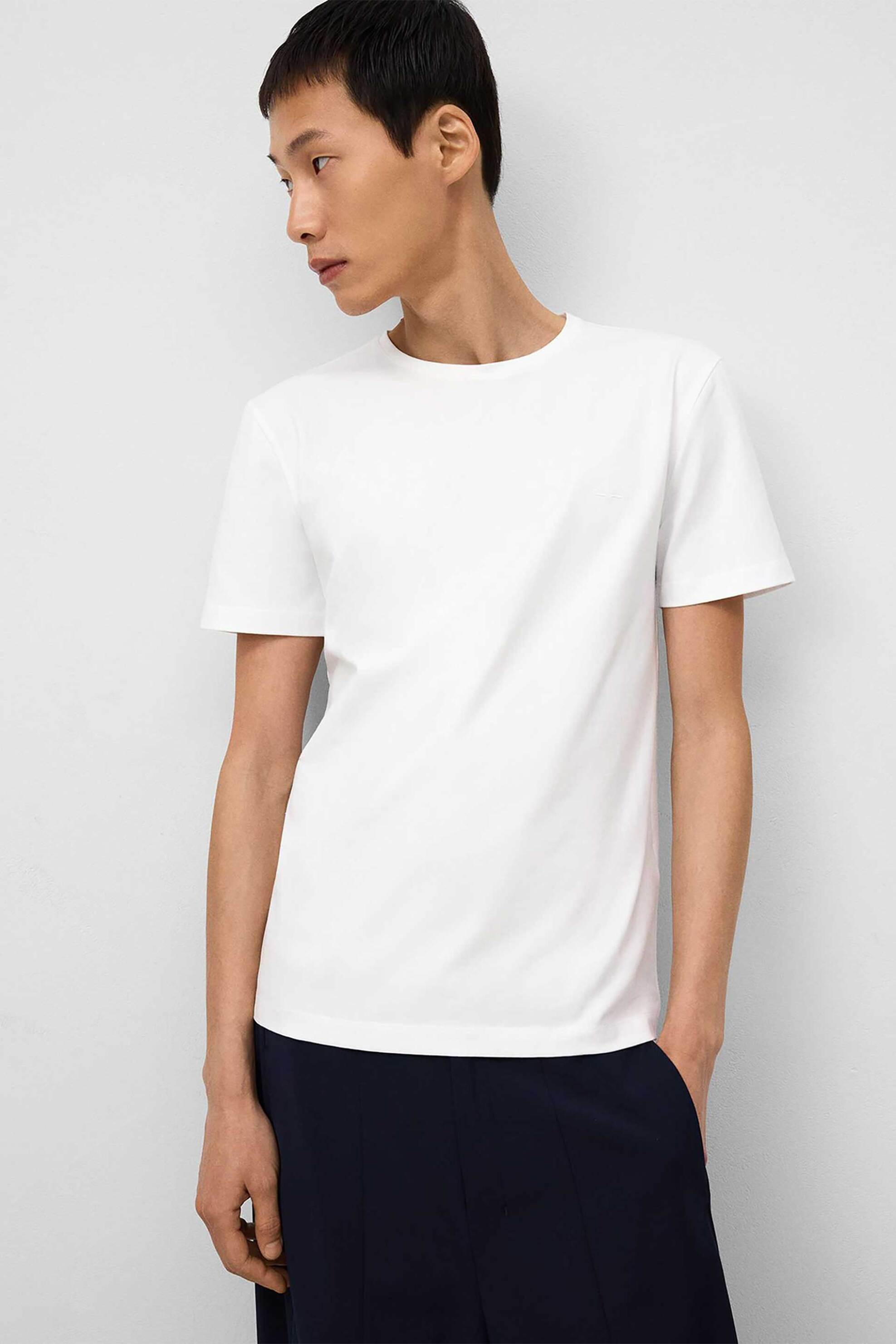 Adolfo Domínguez ανδρικό T-shirt μονόχρωμο Slim Fit - 172021031 Λευκό