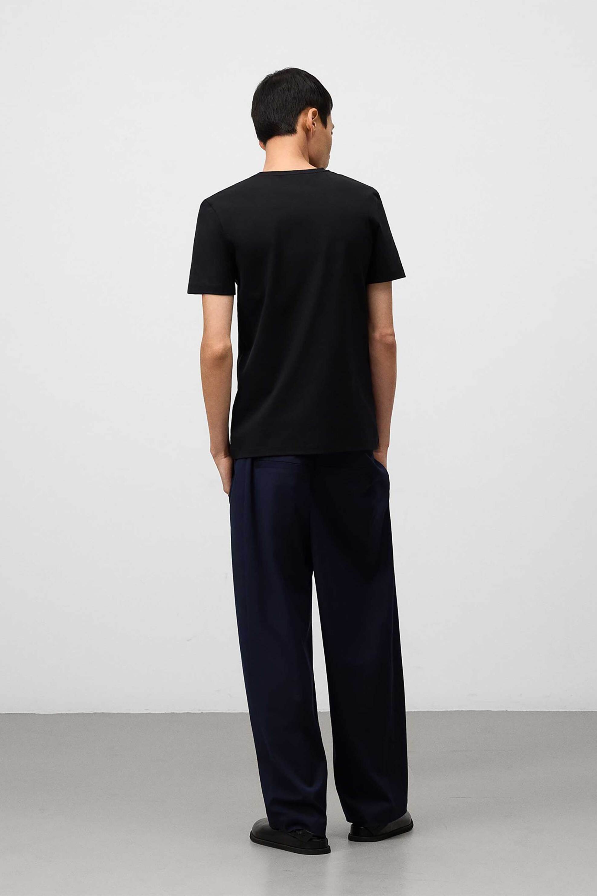 Adolfo Domínguez ανδρικό T-shirt μονόχρωμο Slim Fit - 172021031 Μαύρο φωτογραφία