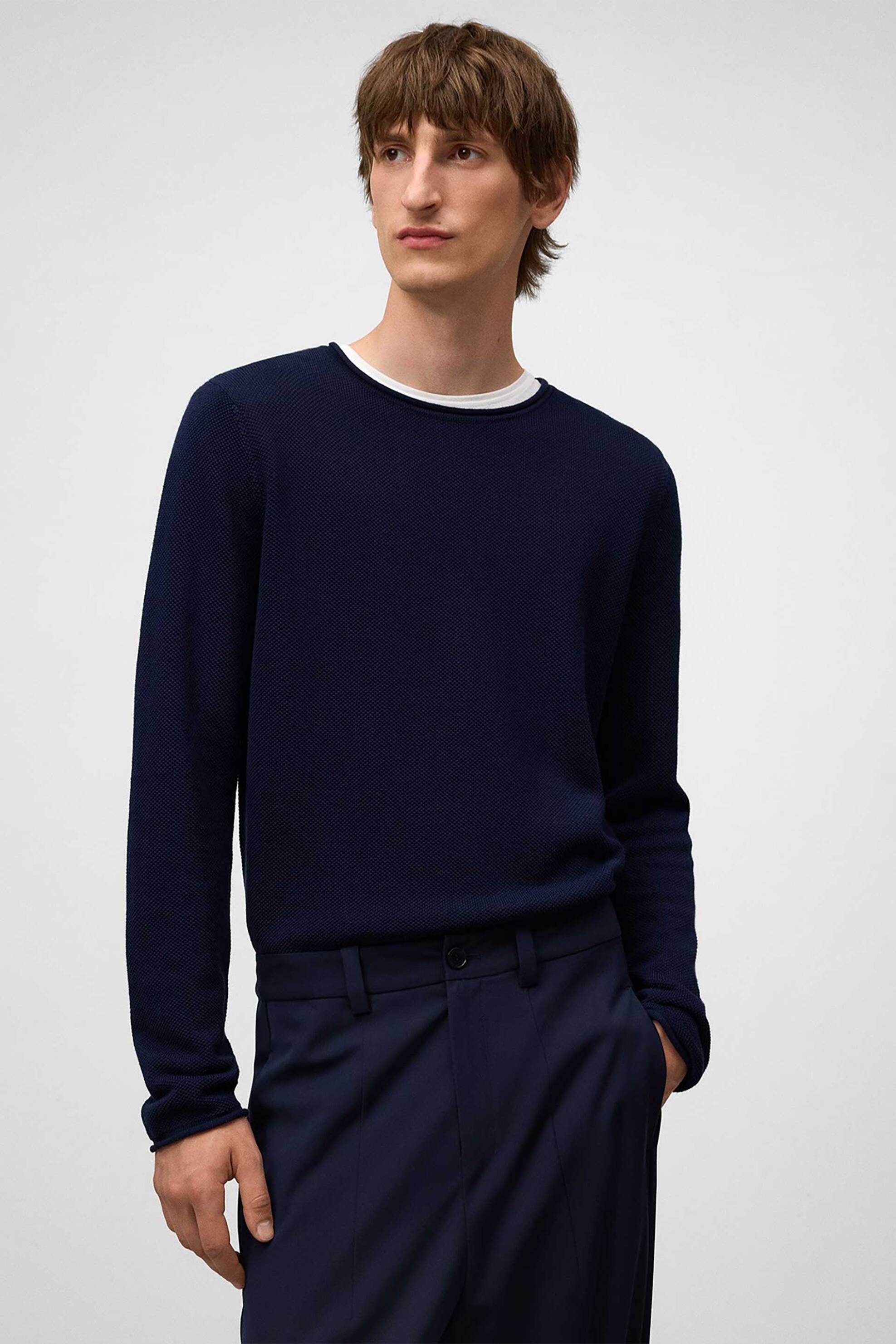 Adolfo Domínguez ανδρική πλεκτή μπλούζα structured - 173011039 Μπλε