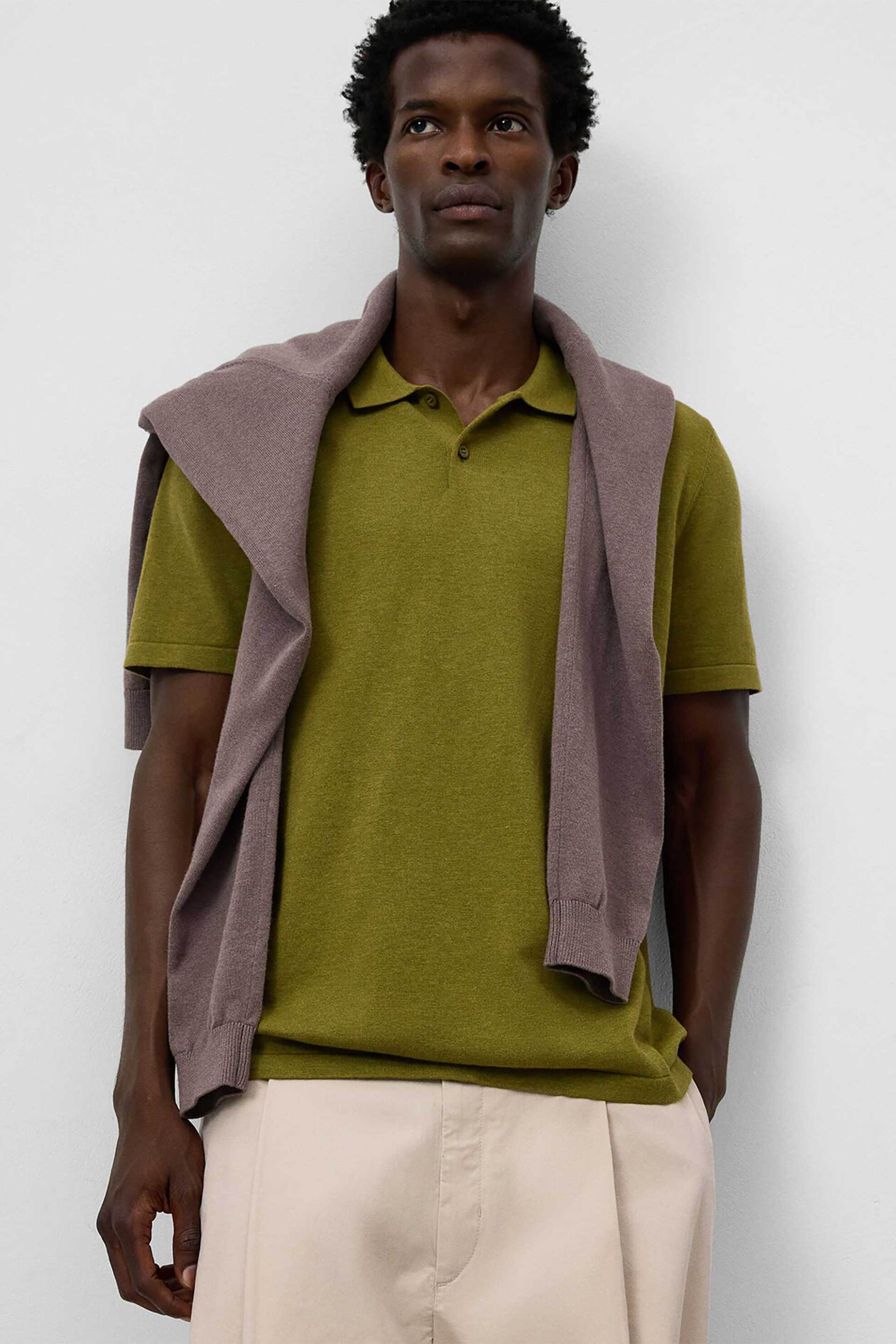 Adolfo Domínguez ανδρική μπλούζα πόλο Regular Fit - 174011861 Πράσινο Ανοιχτό