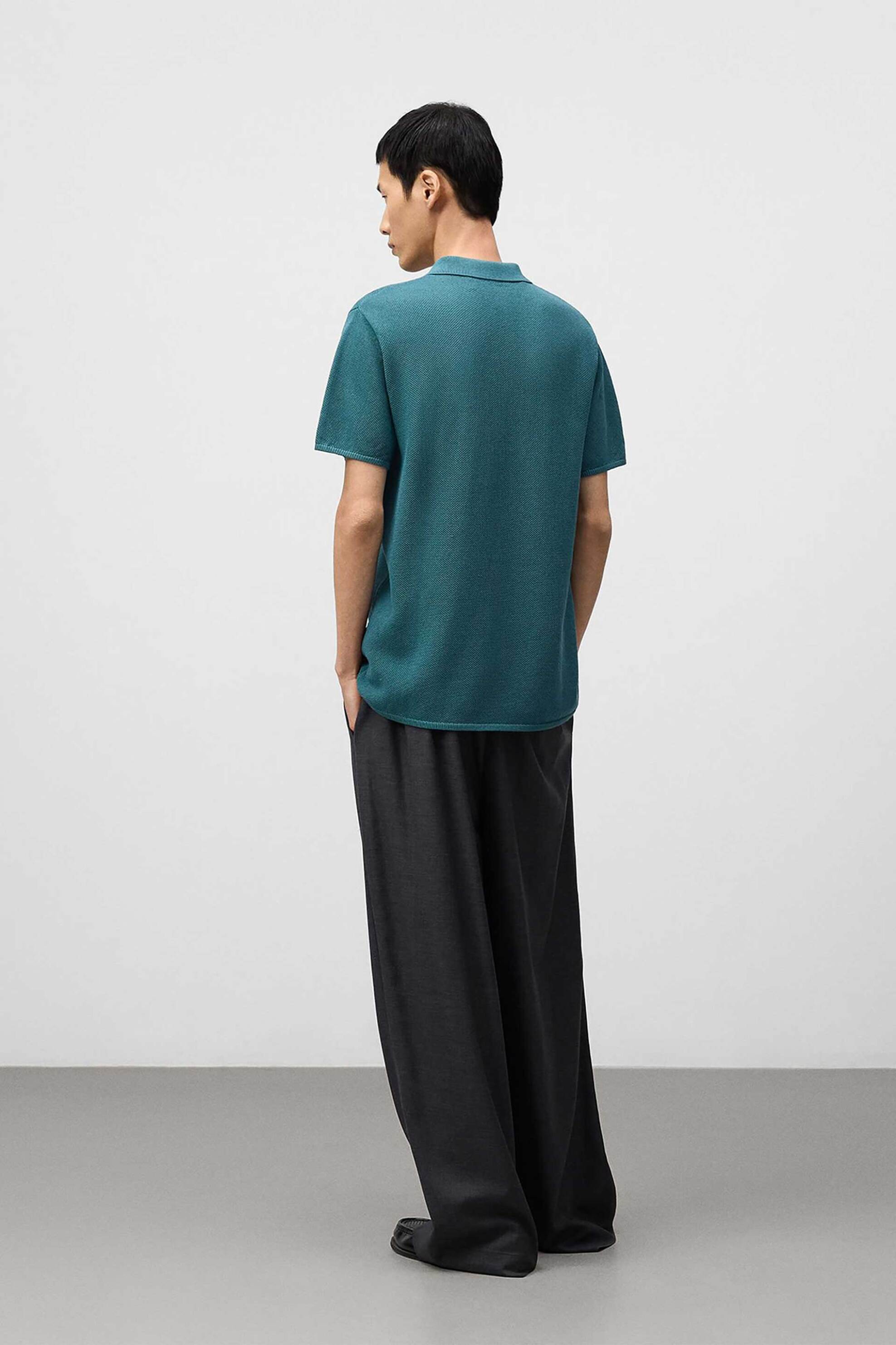 Adolfo Domínguez ανδρική πλεκτή μπλούζα πόλο Regular Fit - 174021038 Γαλάζιο φωτογραφία