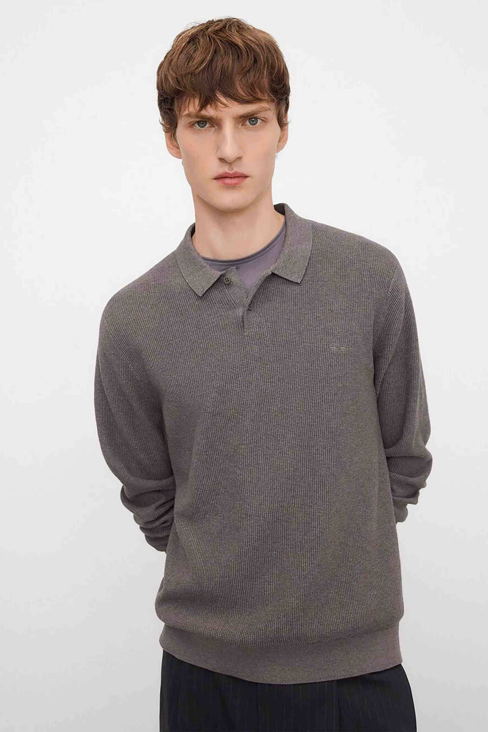 ADOLFO DOMINGUEZ Adolfo Domínguez ανδρική μπλούζα πόλο Regular Fit - 151022281 Καφέ