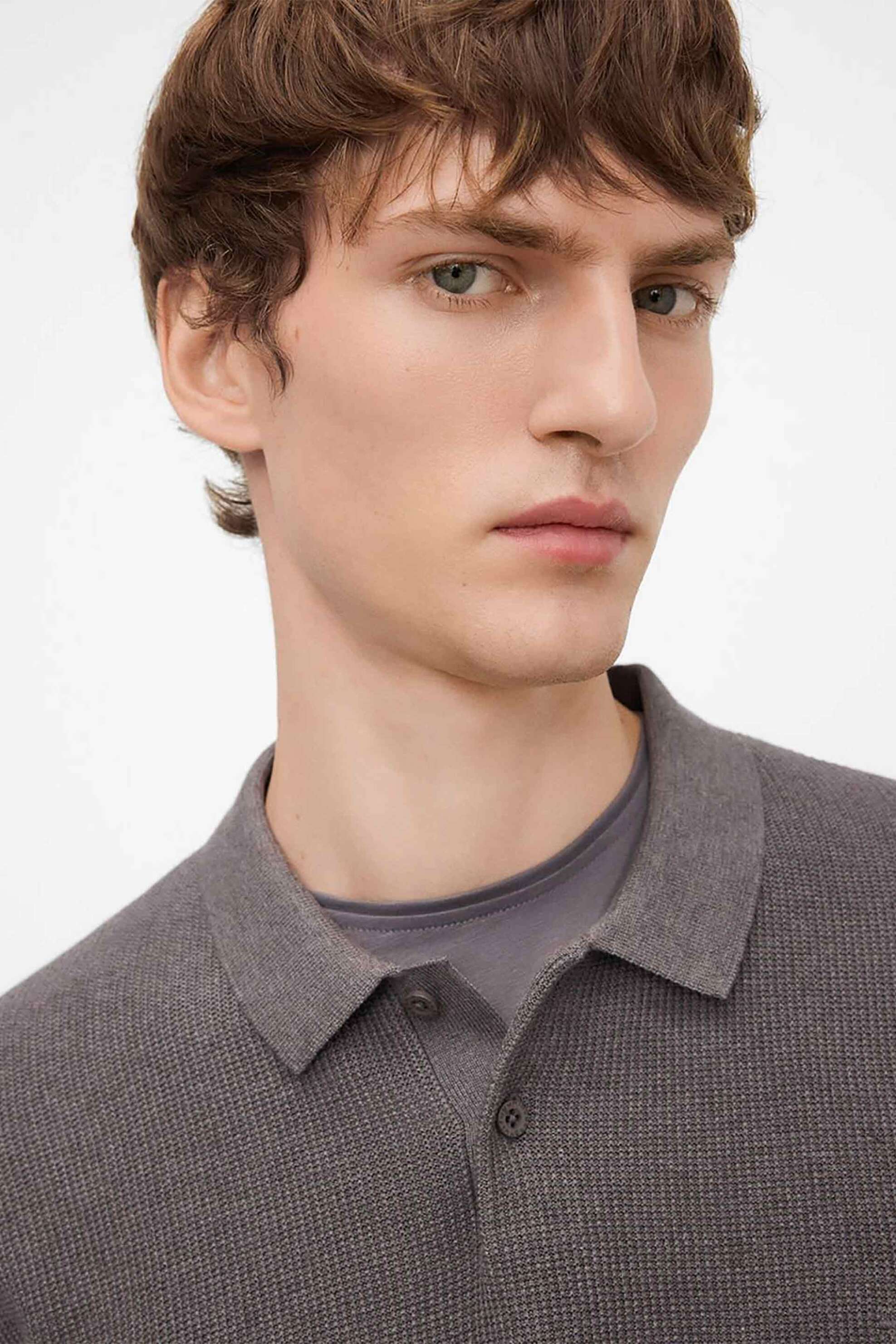 Adolfo Domínguez ανδρική μπλούζα πόλο Regular Fit - 151022281 Καφέ φωτογραφία