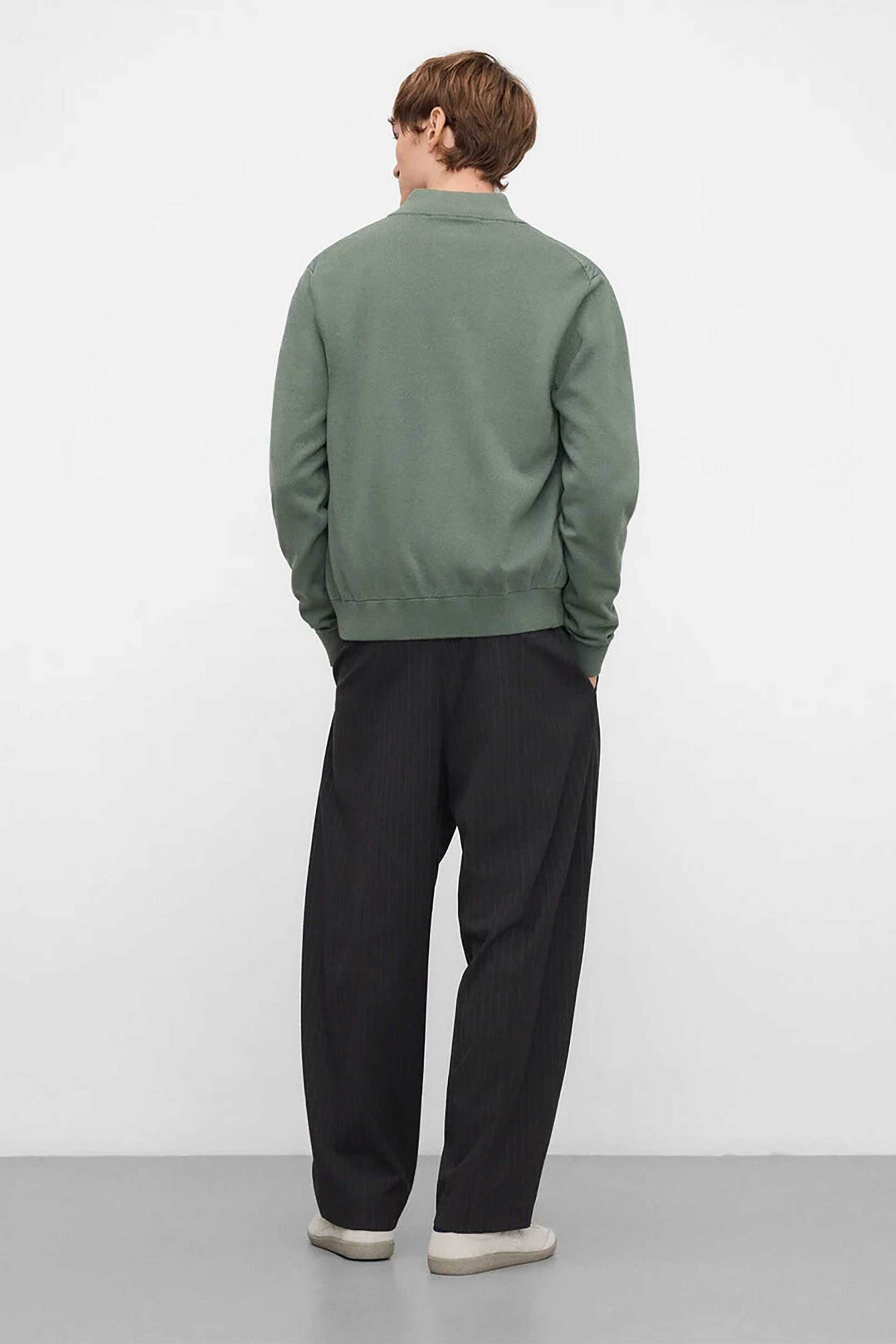 Adolfo Domínguez ανδρική πλεκτή ζακέτα μονόχρωμη με ψηλό λαιμό - 152031195 Πράσινο φωτογραφία