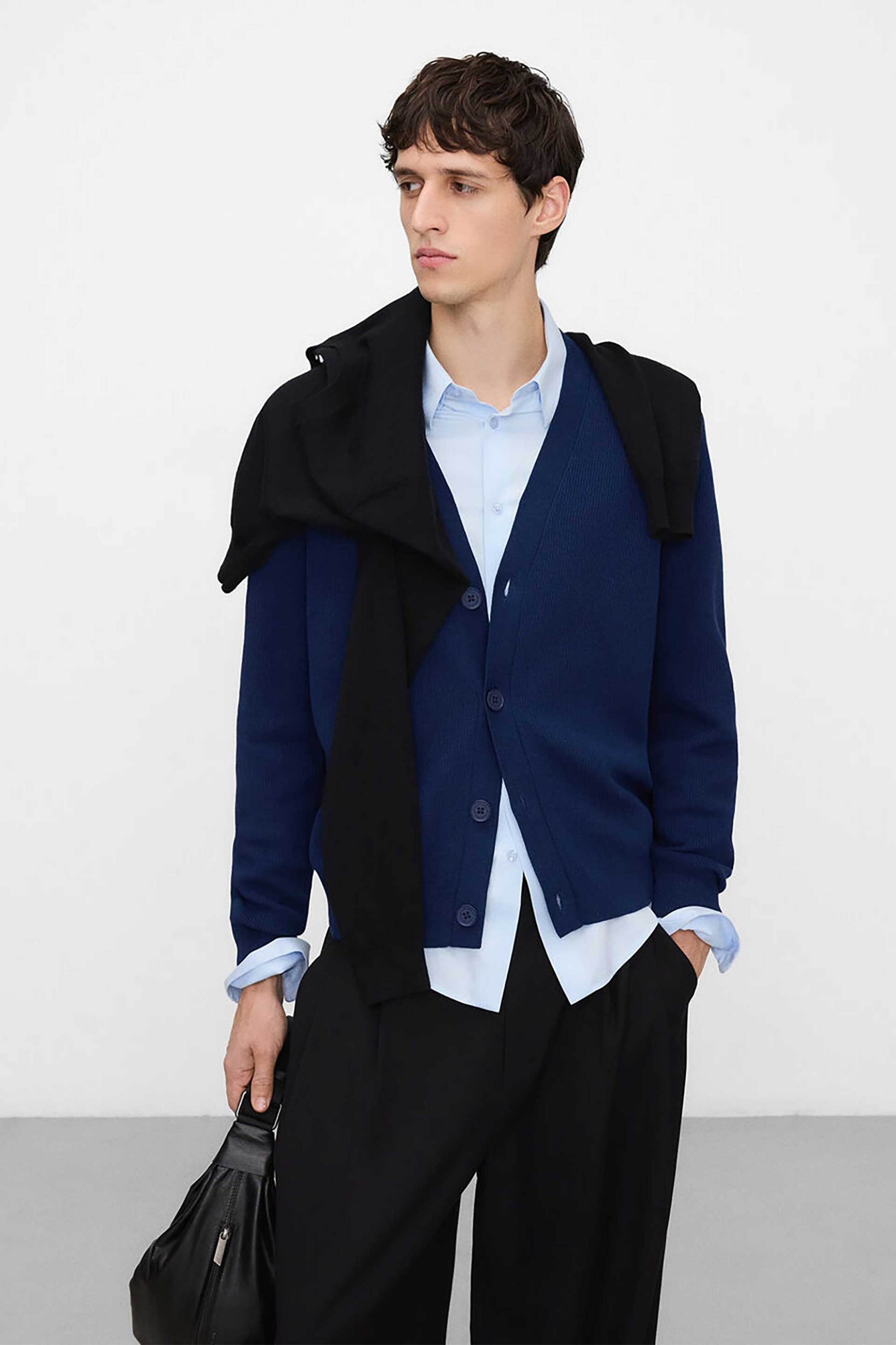 Adolfo Domínguez ανδρική πλεκτή ζακέτα μονόχρωμη - 152051823 Σκούρο Μπλε