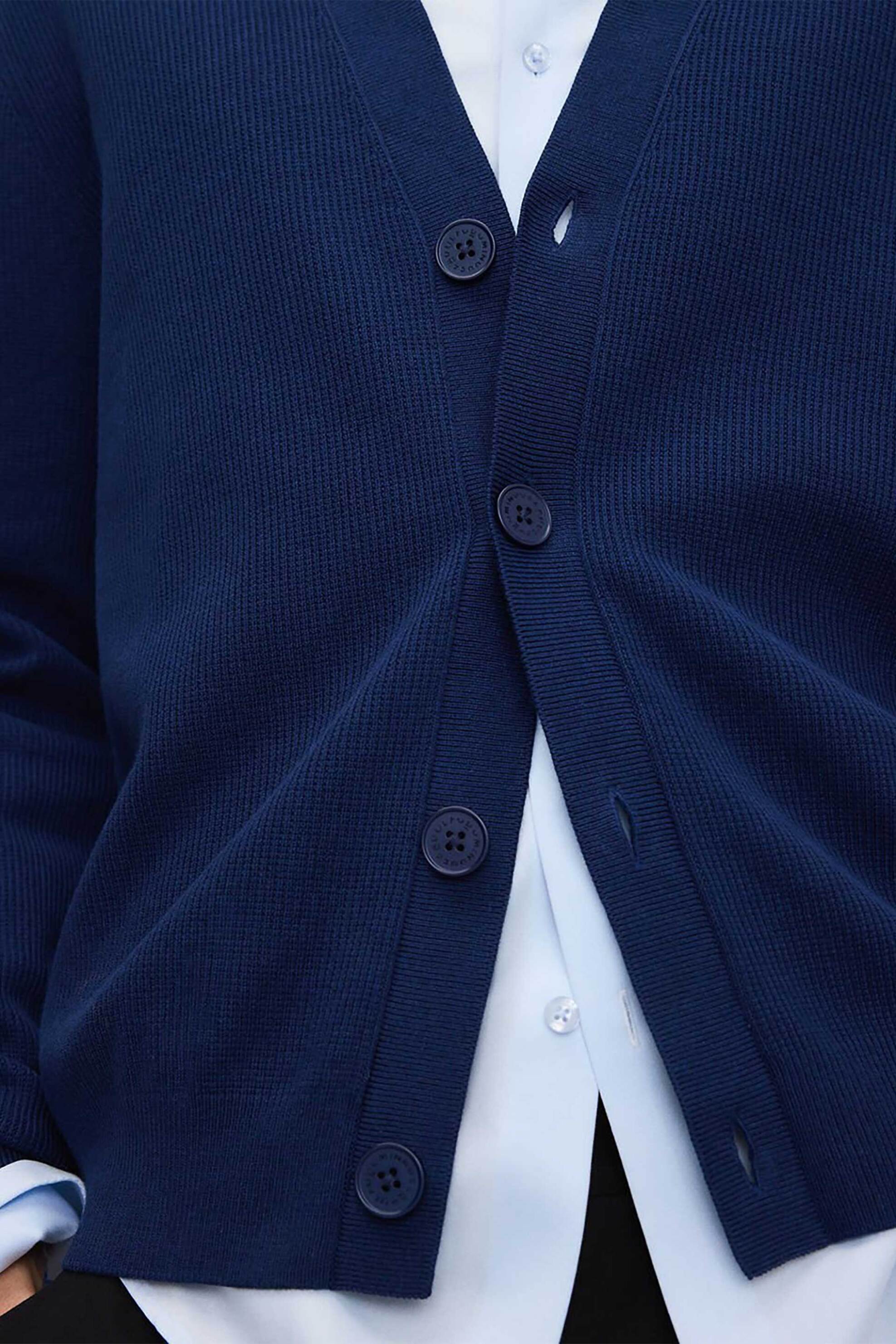 Adolfo Domínguez ανδρική πλεκτή ζακέτα μονόχρωμη - 152051823 Σκούρο Μπλε φωτογραφία