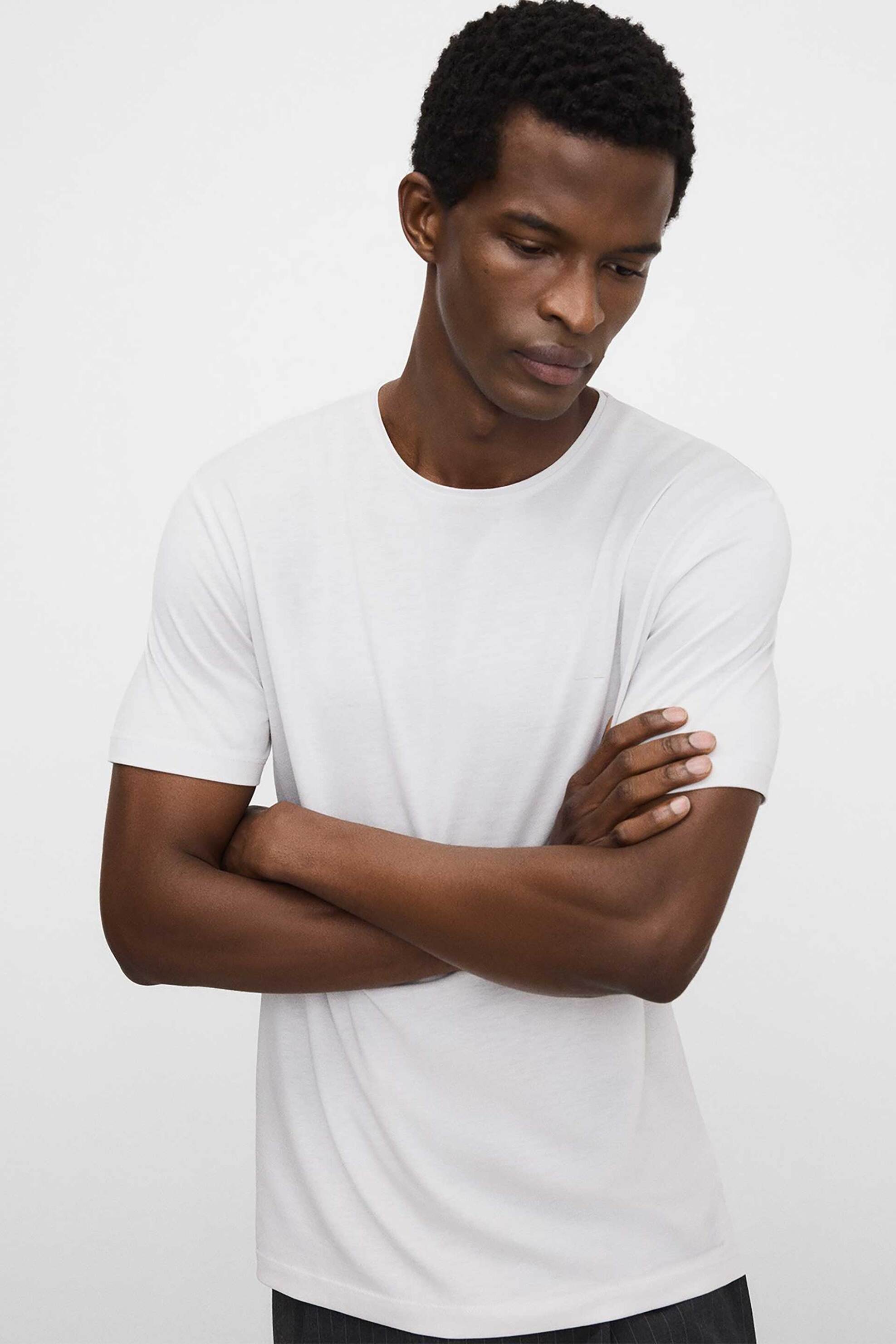 ADOLFO DOMINGUEZ Adolfo Domínguez ανδρικό T-shirt μονόχρωμο - 172061203 Υπόλευκο