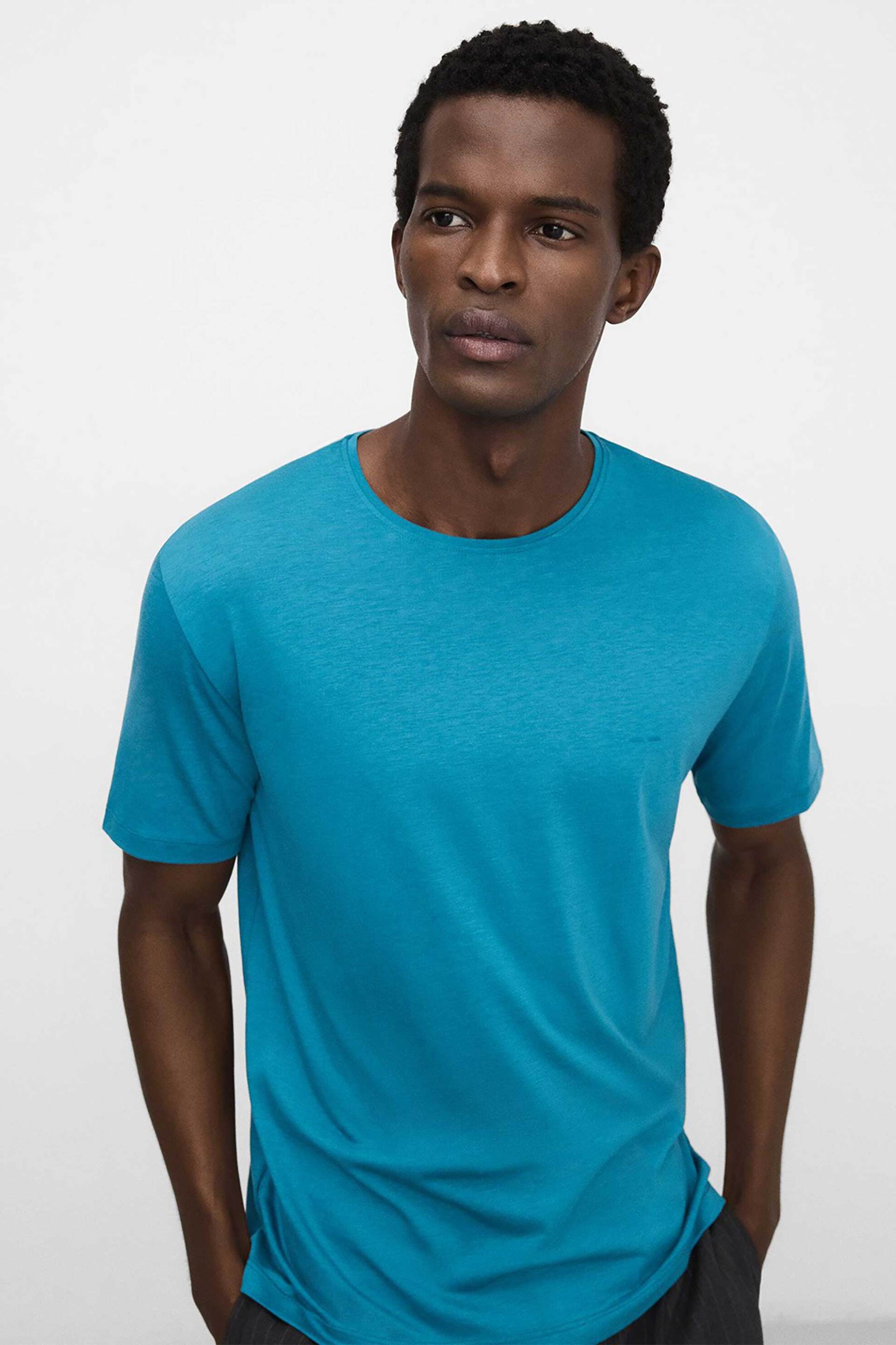 ADOLFO DOMINGUEZ Adolfo Domínguez ανδρικό T-shirt μονόχρωμο - 172061203 Τυρκουάζ