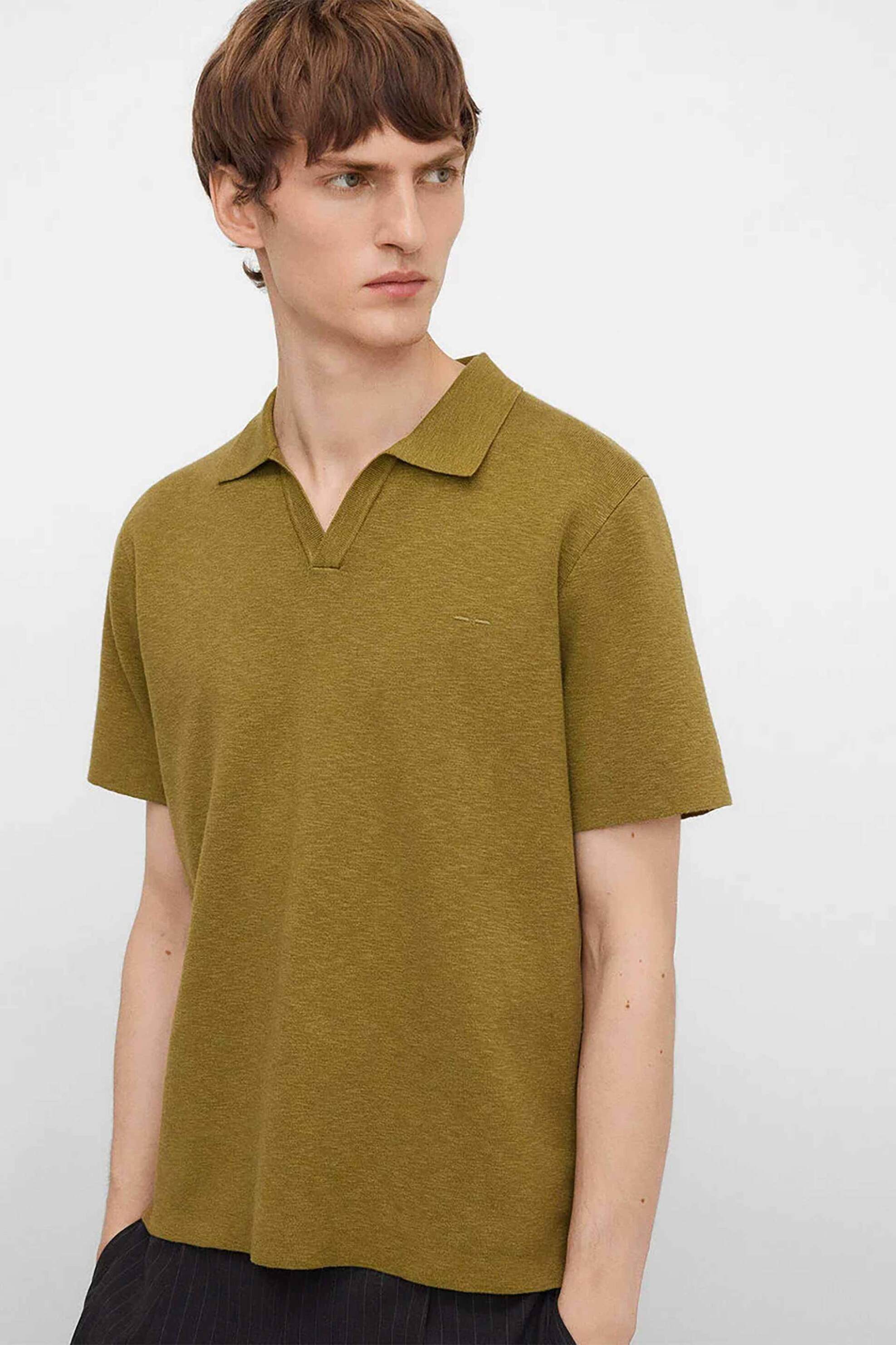 ADOLFO DOMINGUEZ Adolfo Domínguez ανδρική μπλούζα πόλο Regular Fit - 174021205 Λαδί