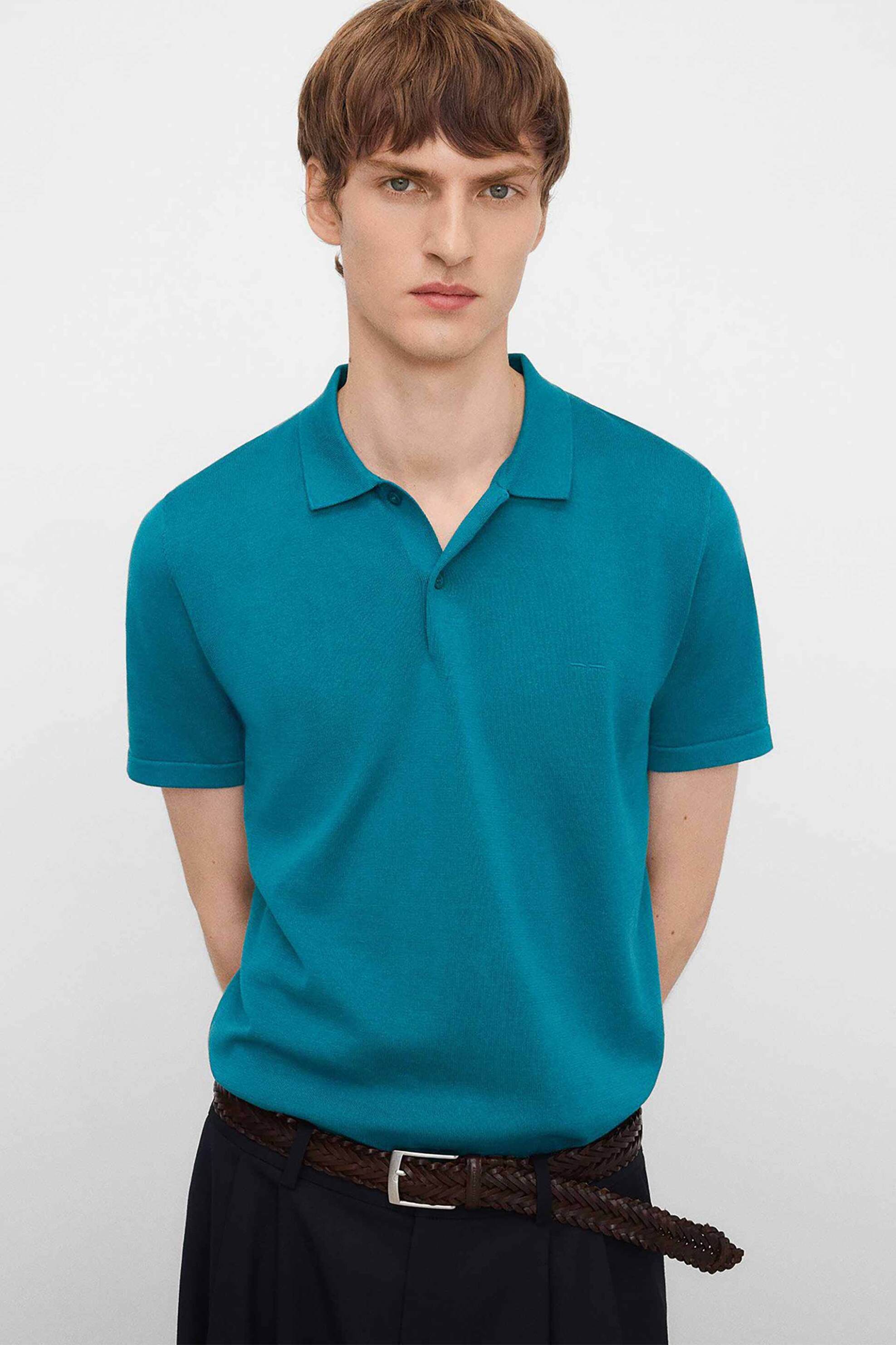 ADOLFO DOMINGUEZ Adolfo Domínguez ανδρική μπλούζα πόλο Regular Fit - 174031202 Τυρκουάζ