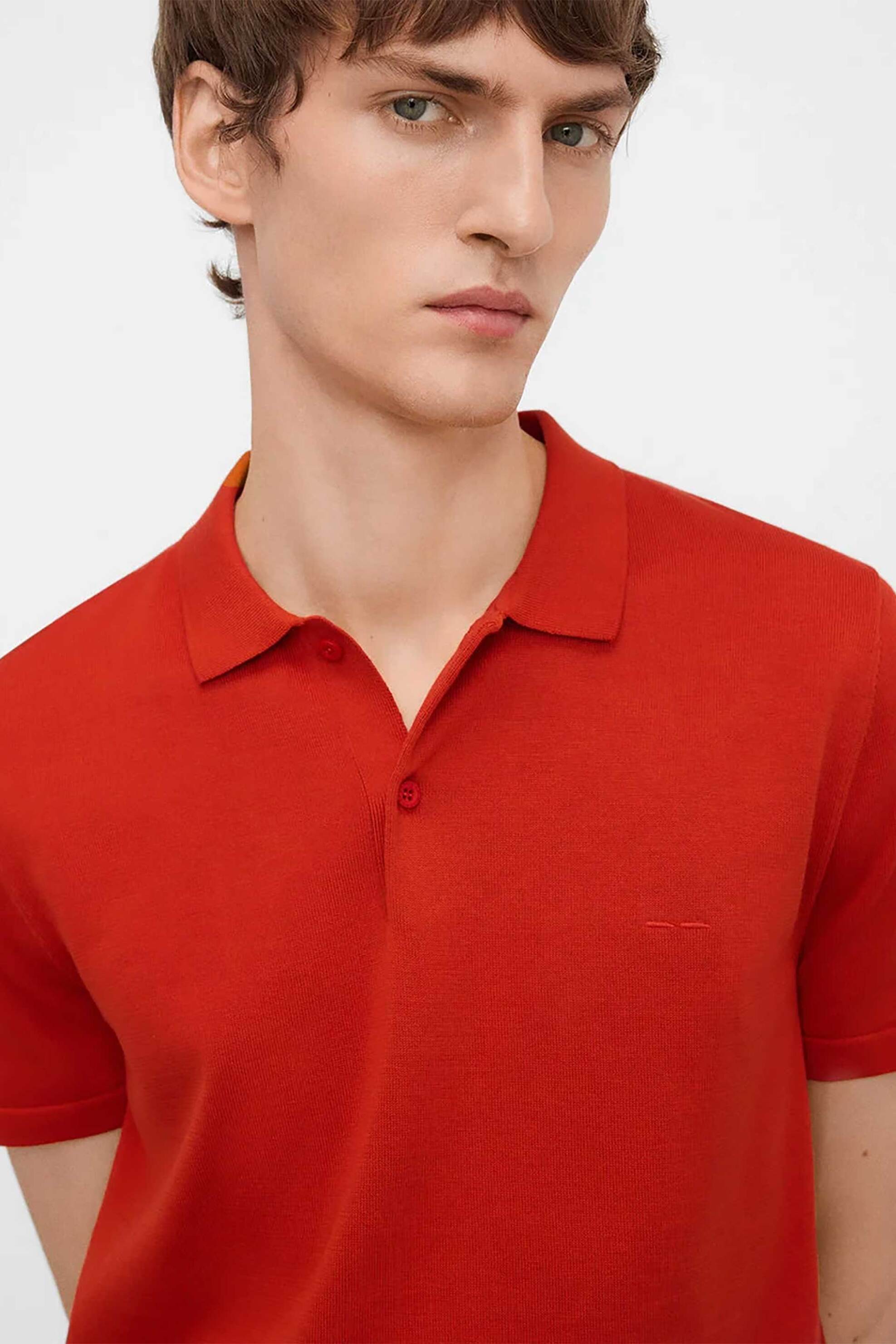 Adolfo Domínguez ανδρική μπλούζα πόλο Regular Fit - 174031202 Κοραλί φωτογραφία