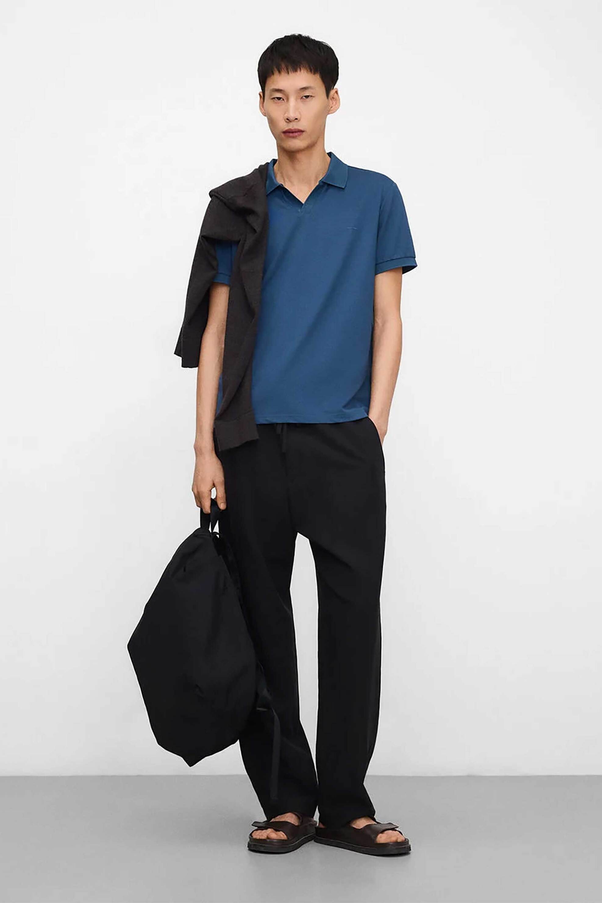 Adolfo Domínguez ανδρική μπλούζα πόλο Regular Fit - 174041626 Denim Blue Σκούρο φωτογραφία