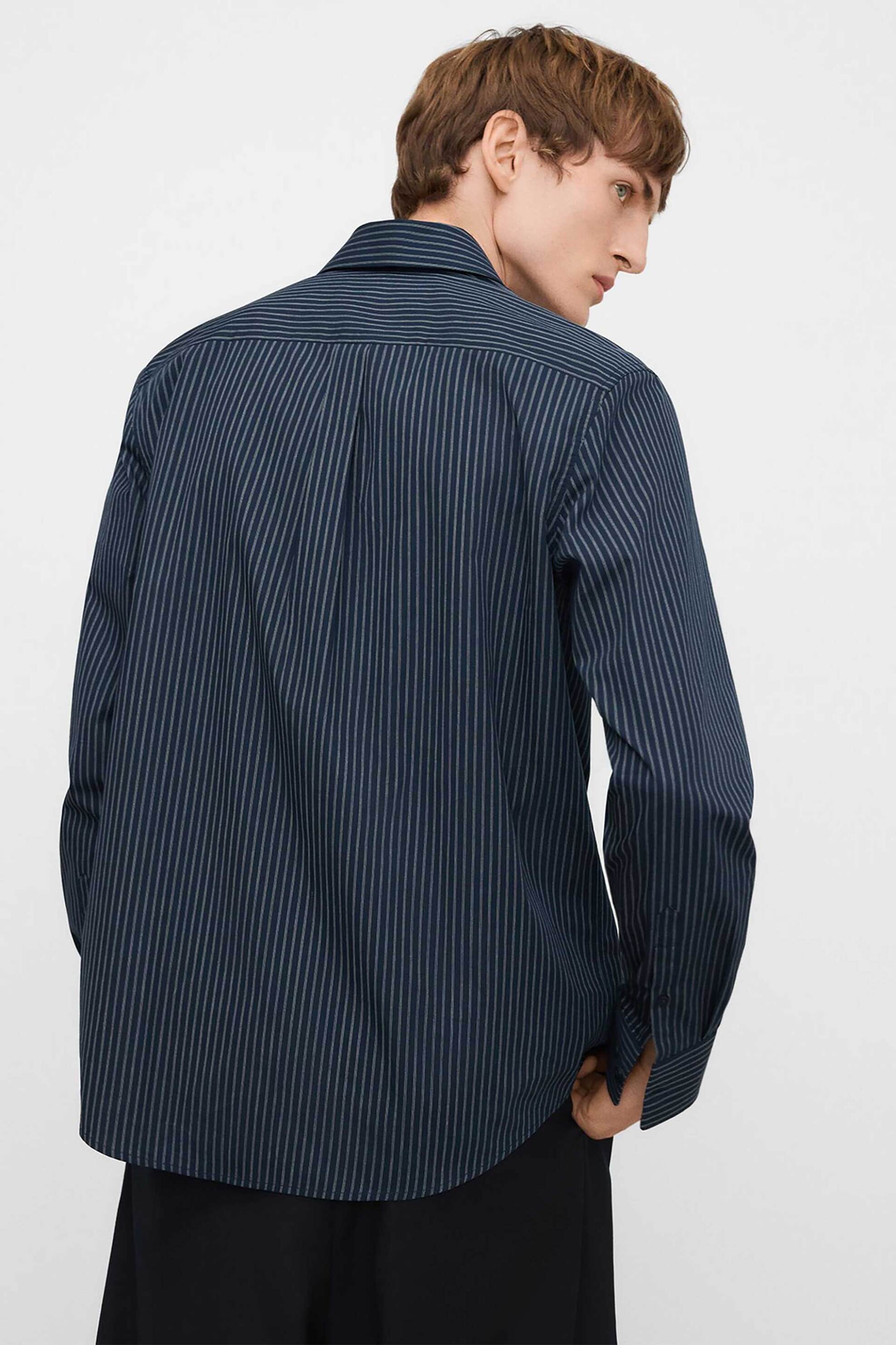 Adolfo Domínguez Ανδρικό Πουκάμισο με Ριγέ Σχέδιο Regular Fit - 120101316 Μπλε Σκούρο