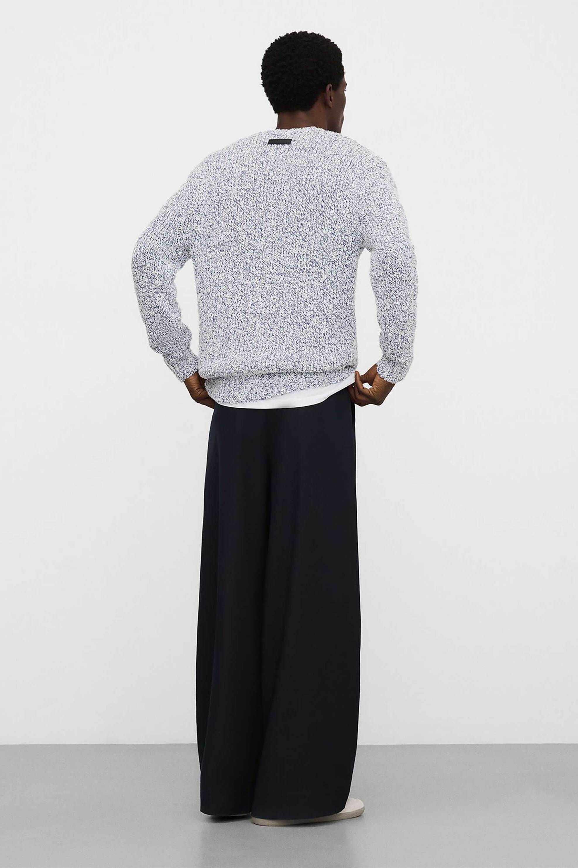 Adolfo Domínguez Ανδρικό Πουλόβερ Textured Regular Fit - 153101611 Λευκό Μπλε
