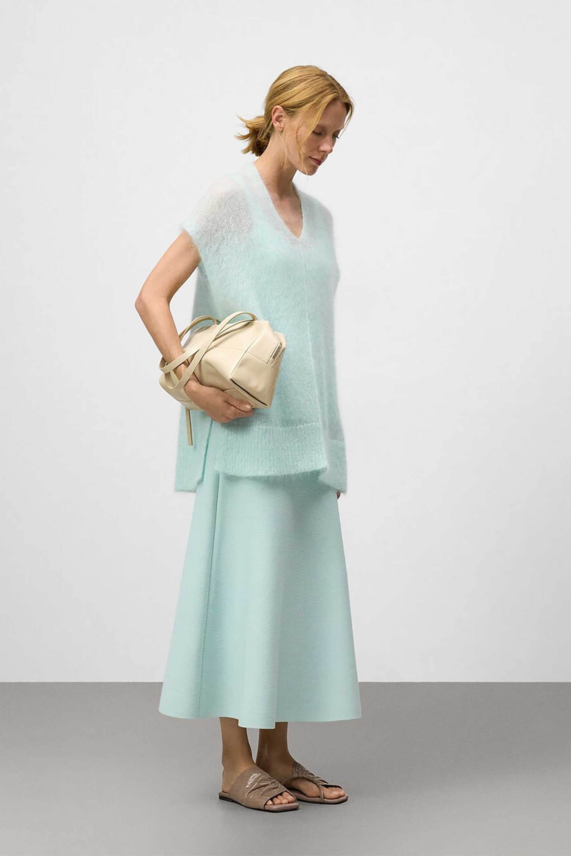 Adolfo Domínguez γυναικεία midi φούστα μονόχρωμη Α-Line - 242011293 Γαλάζιο