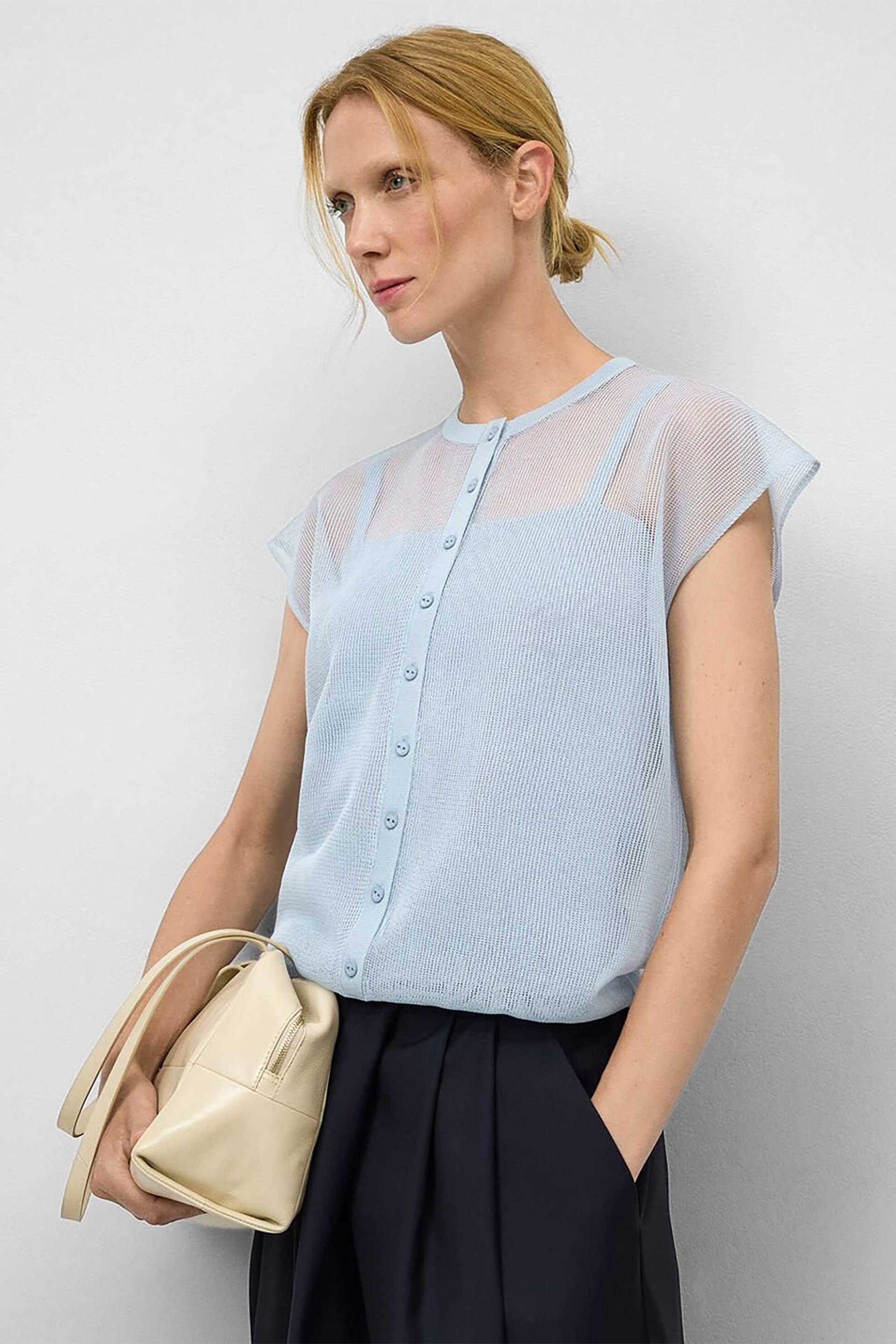 Adolfo Domínguez γυναικείo πλεκτό τοπ με διάτρητο σχέδιο - 253031131 Γαλάζιο