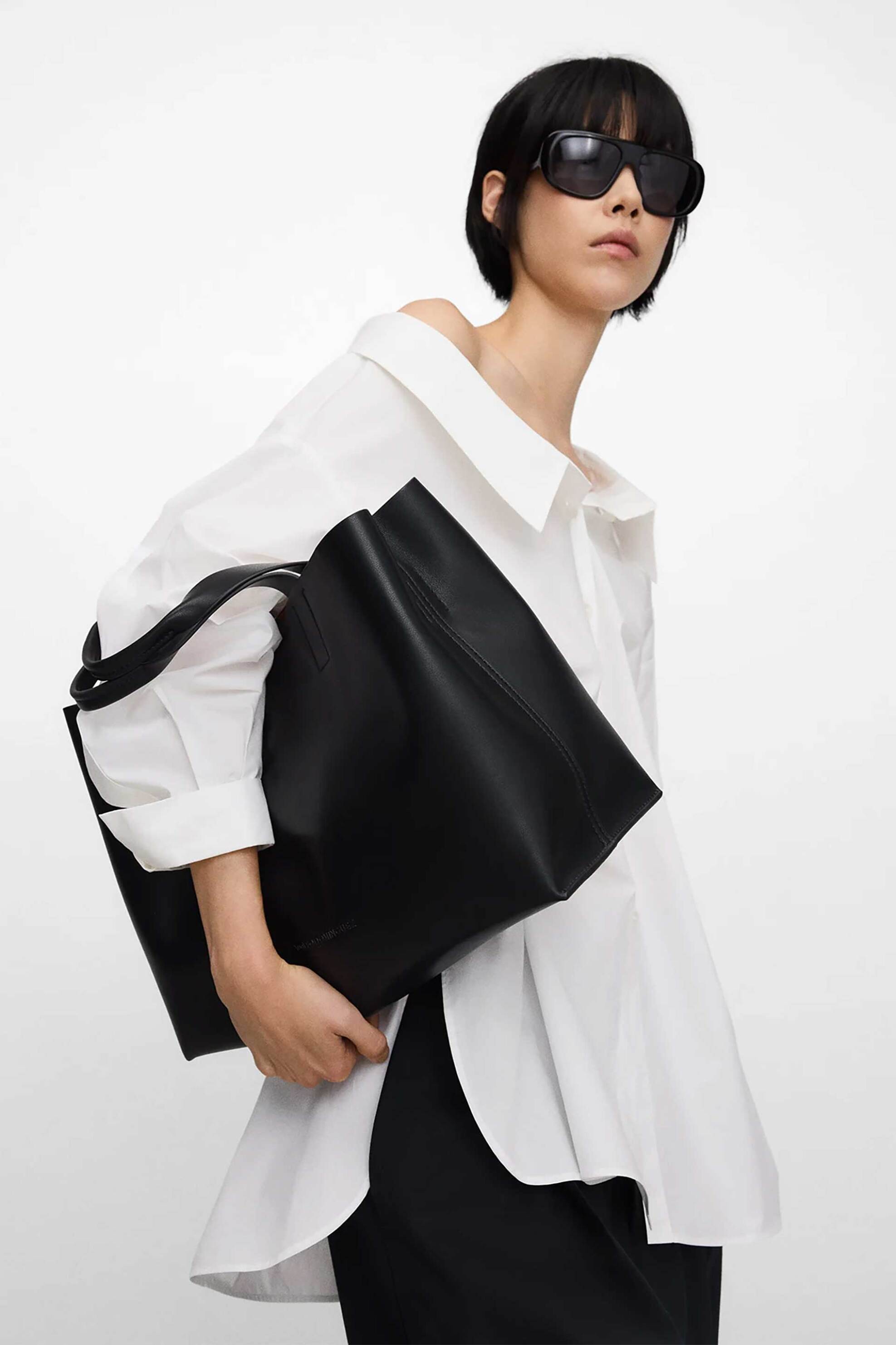 Adolfo Domínguez γυναικεία τσάντα shopper μονόχρωμη "Mica" - 212031038 Μαύρο φωτογραφία