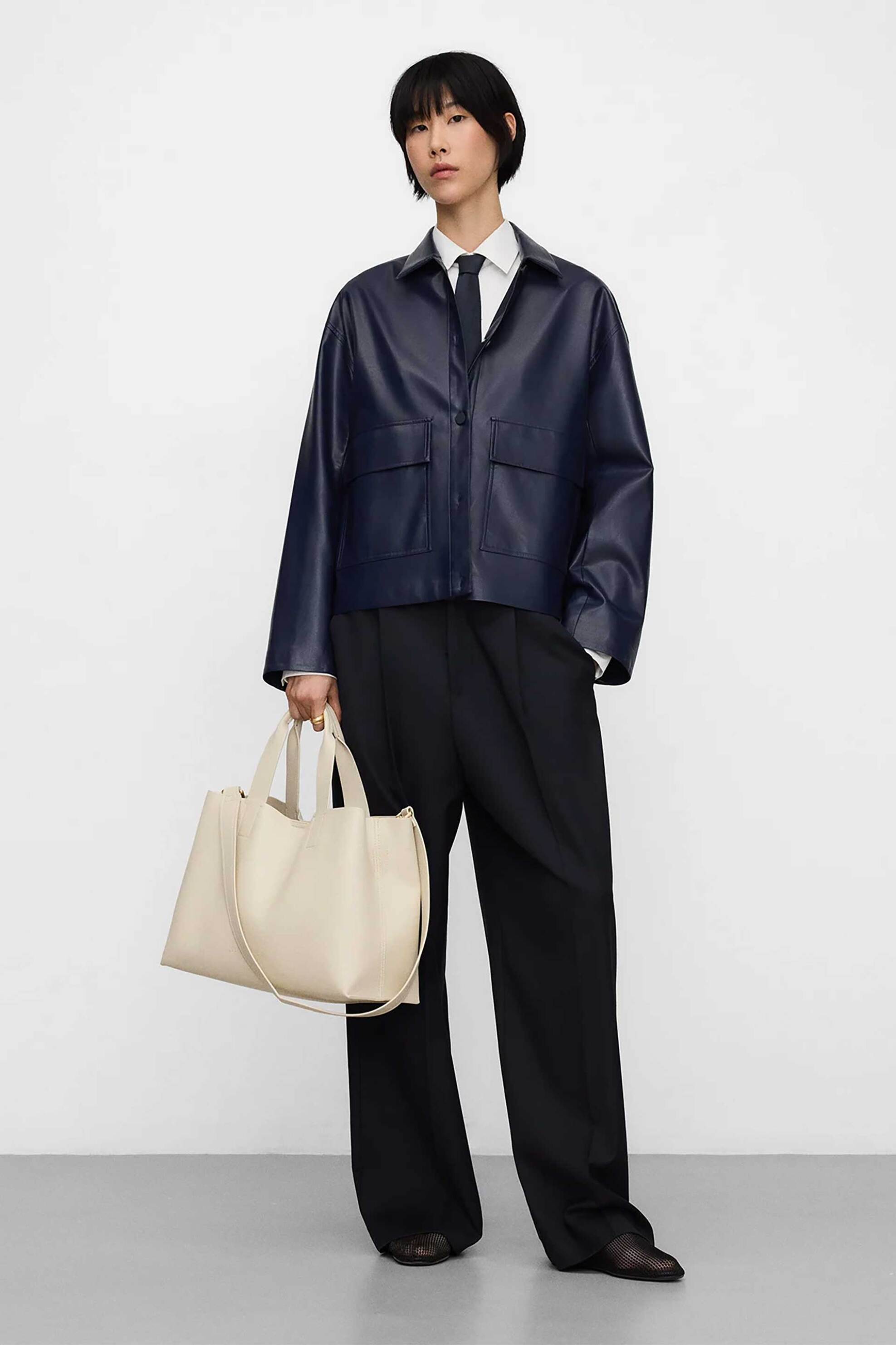 Adolfo Domínguez γυναικεία τσάντα shopper μονόχρωμη "Mica" - 212031038 Εκρού φωτογραφία