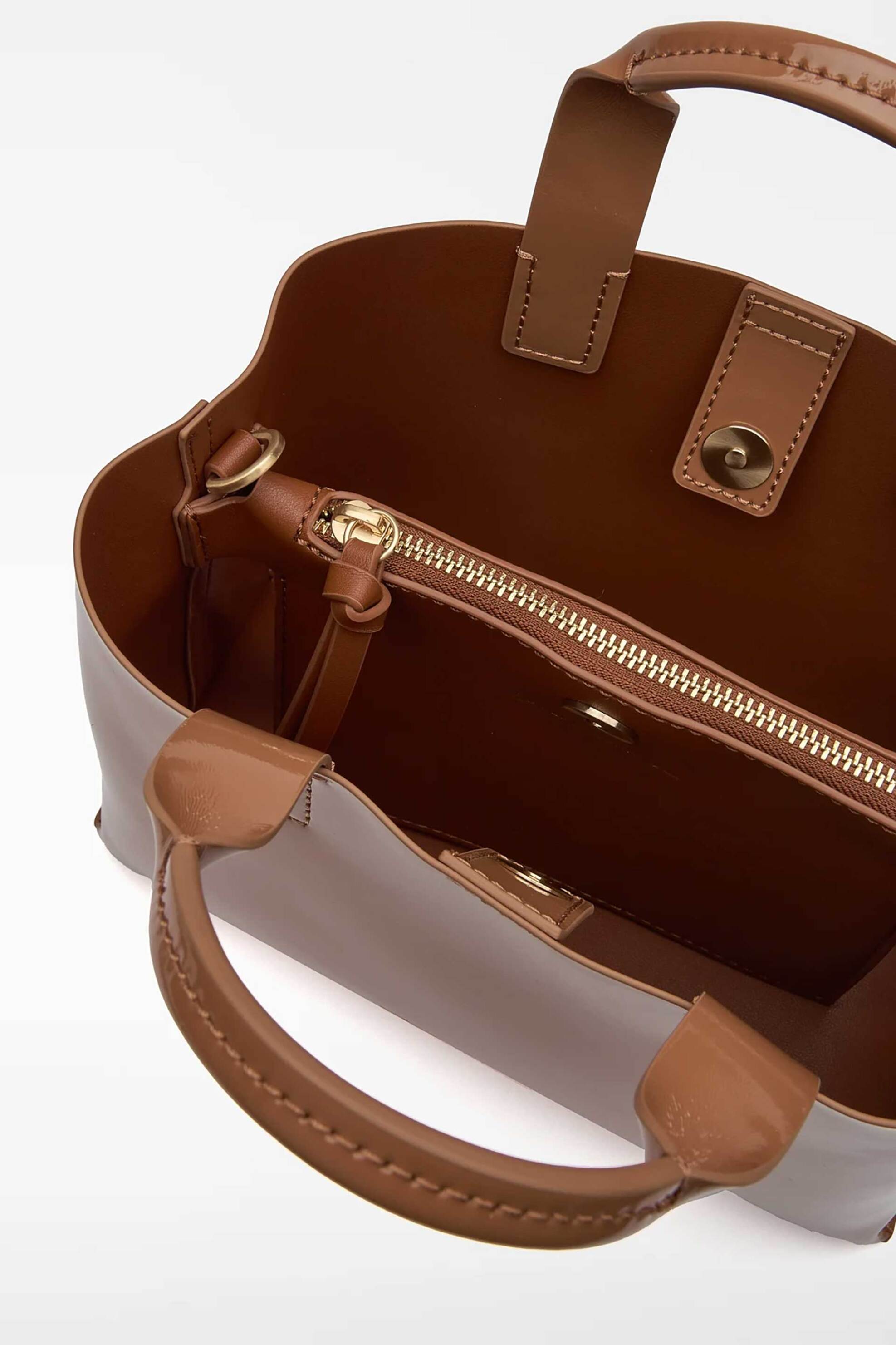 Adolfo Domínguez γυναικεία τσάντα mini shopper μονόχρωμη "Mica" - 212042311 Καμηλό φωτογραφία