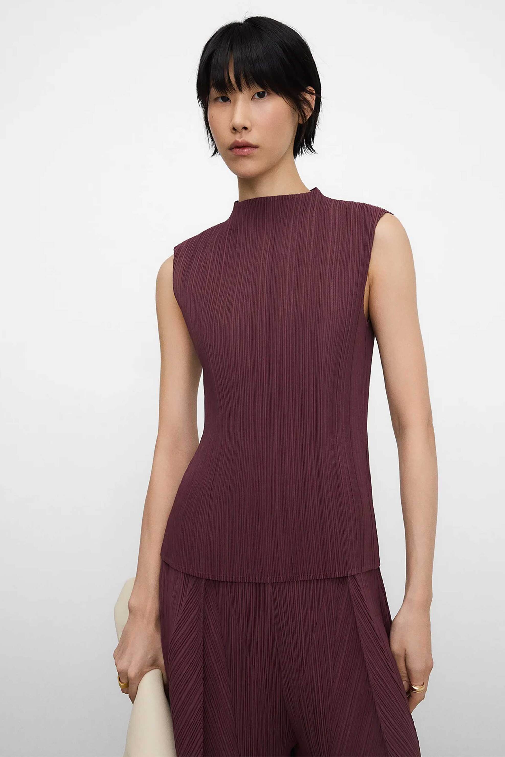 Adolfo Domínguez γυναικείo τοπ αμάνικο με τσαλακωμένη εφαρμογή - 217031674 Μοβ