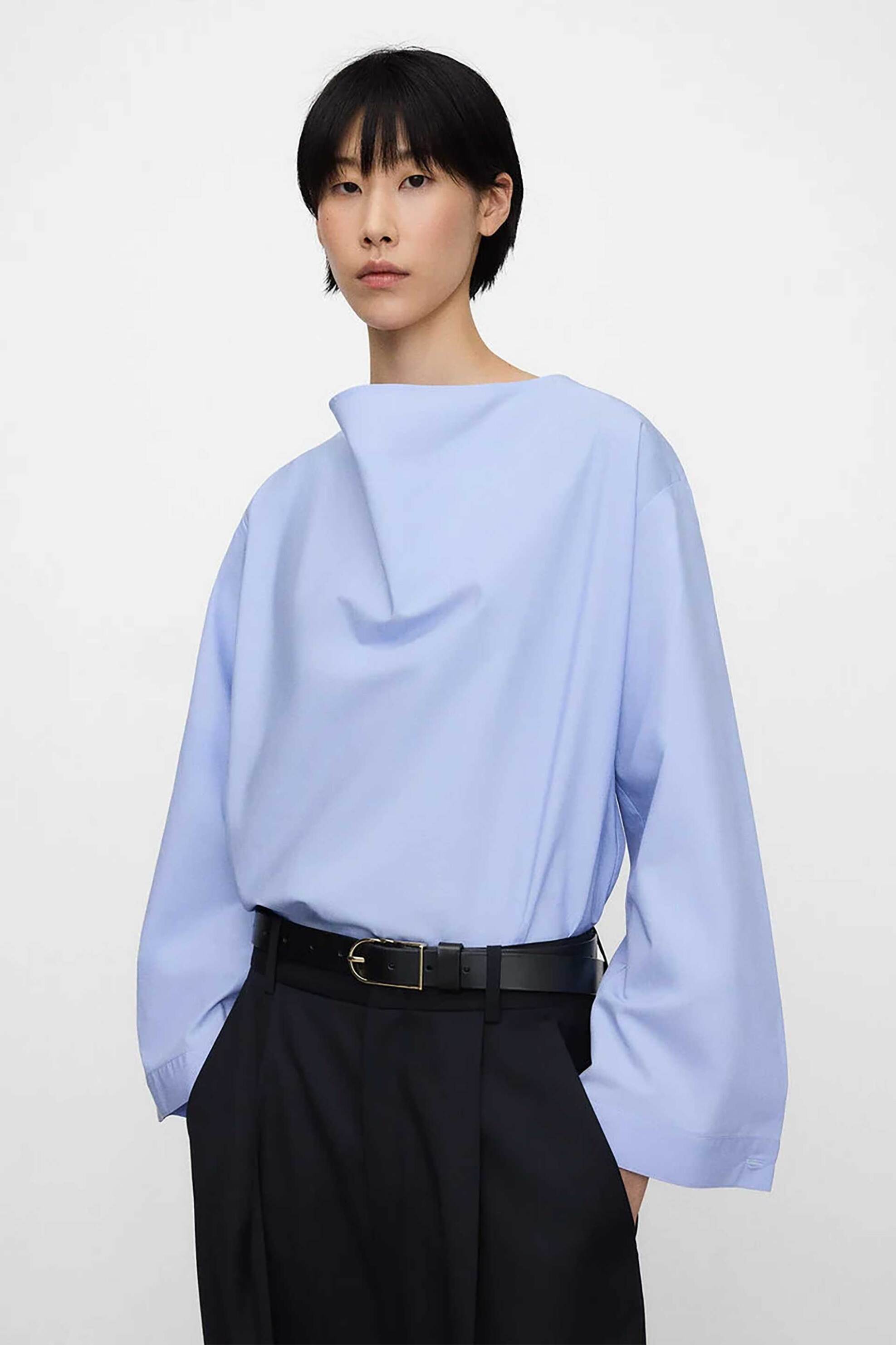 Adolfo Domínguez γυναικεία μπλούζα μονόχρωμη ντραπέ - 220042338 Γαλάζιο