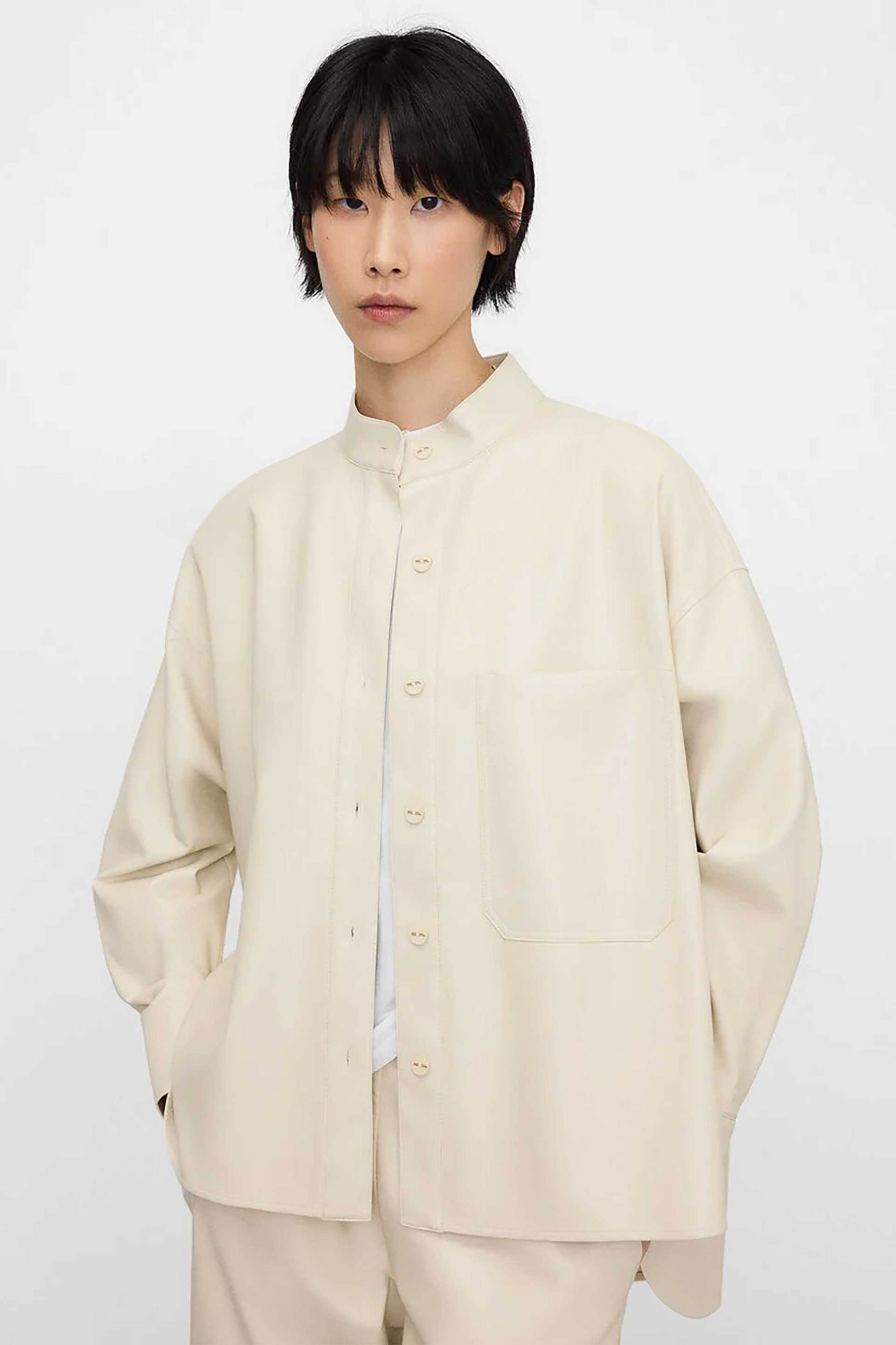 Adolfo Domínguez γυναικείο overshirt με faux δέρμα - 221011139 Μπεζ