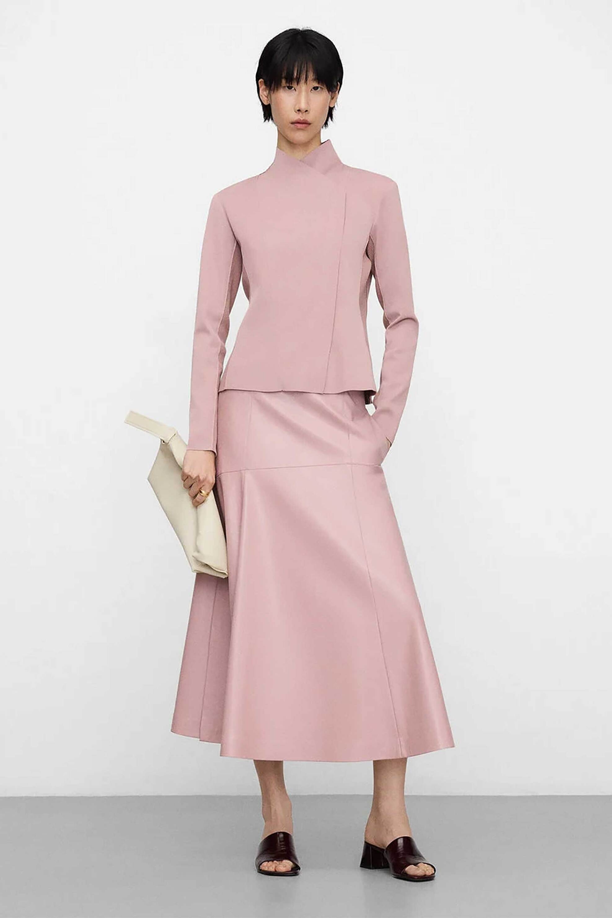 Adolfo Domínguez γυναικεία midi φούστα με faux δέρμα Α-Line - 241031361 Σάπιο Μήλο