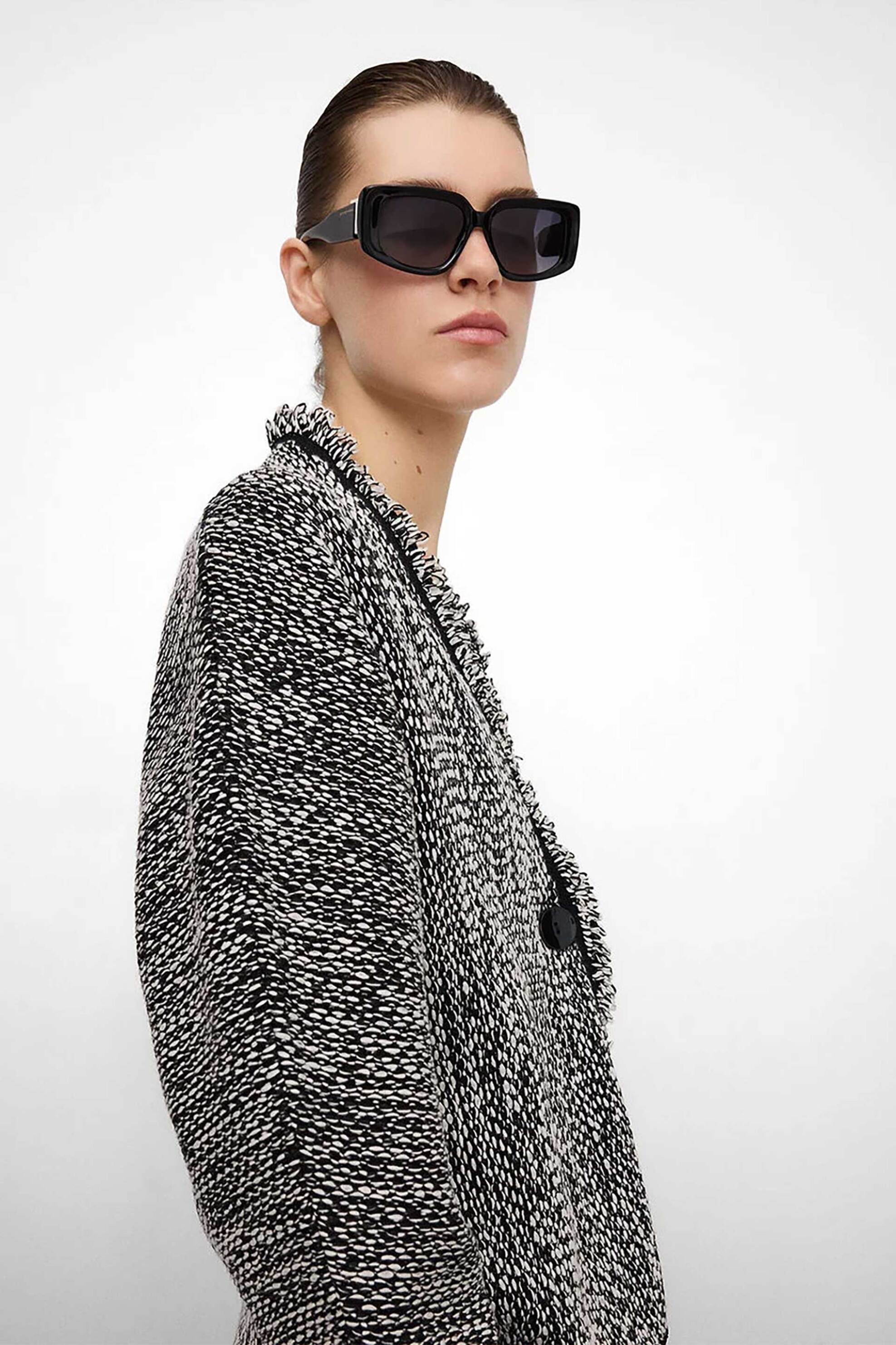 Adolfo Domínguez γυναικείο jacket με ανάμεικτη πλέξη - 252011068 Ασπρόμαυρο φωτογραφία