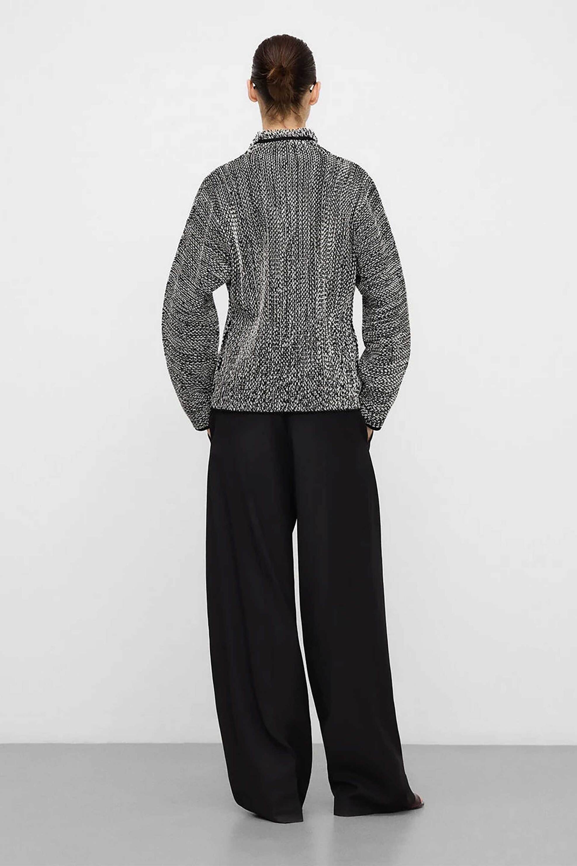 Adolfo Domínguez Γυναικείο Jacket με Ανάμεικτη Πλέξη - 252011068 Ασπρόμαυρο