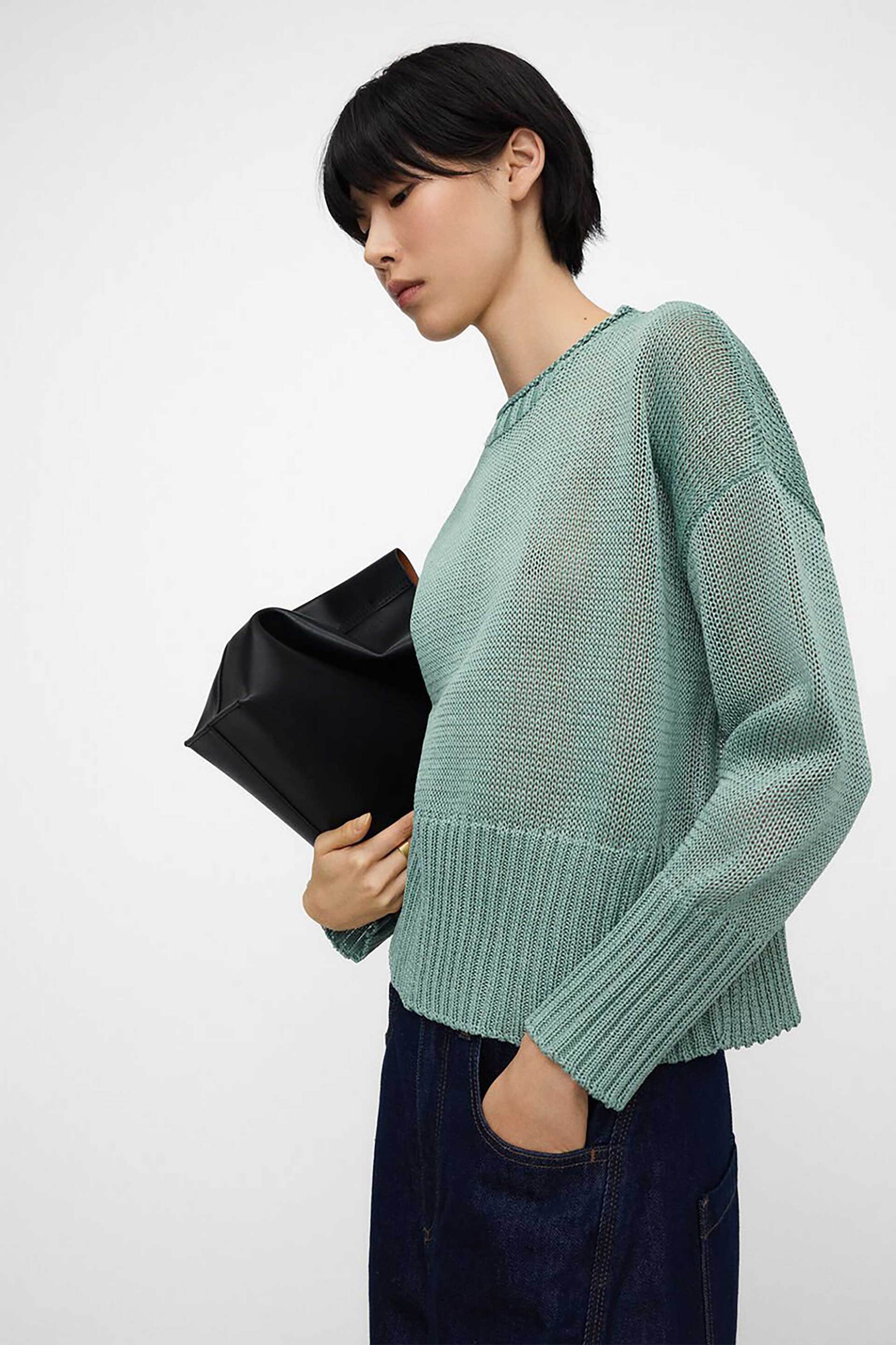 Adolfo Domínguez γυναικείο πουλόβερ μονόχρωμο ribbed - 253061262 Γαλάζιο