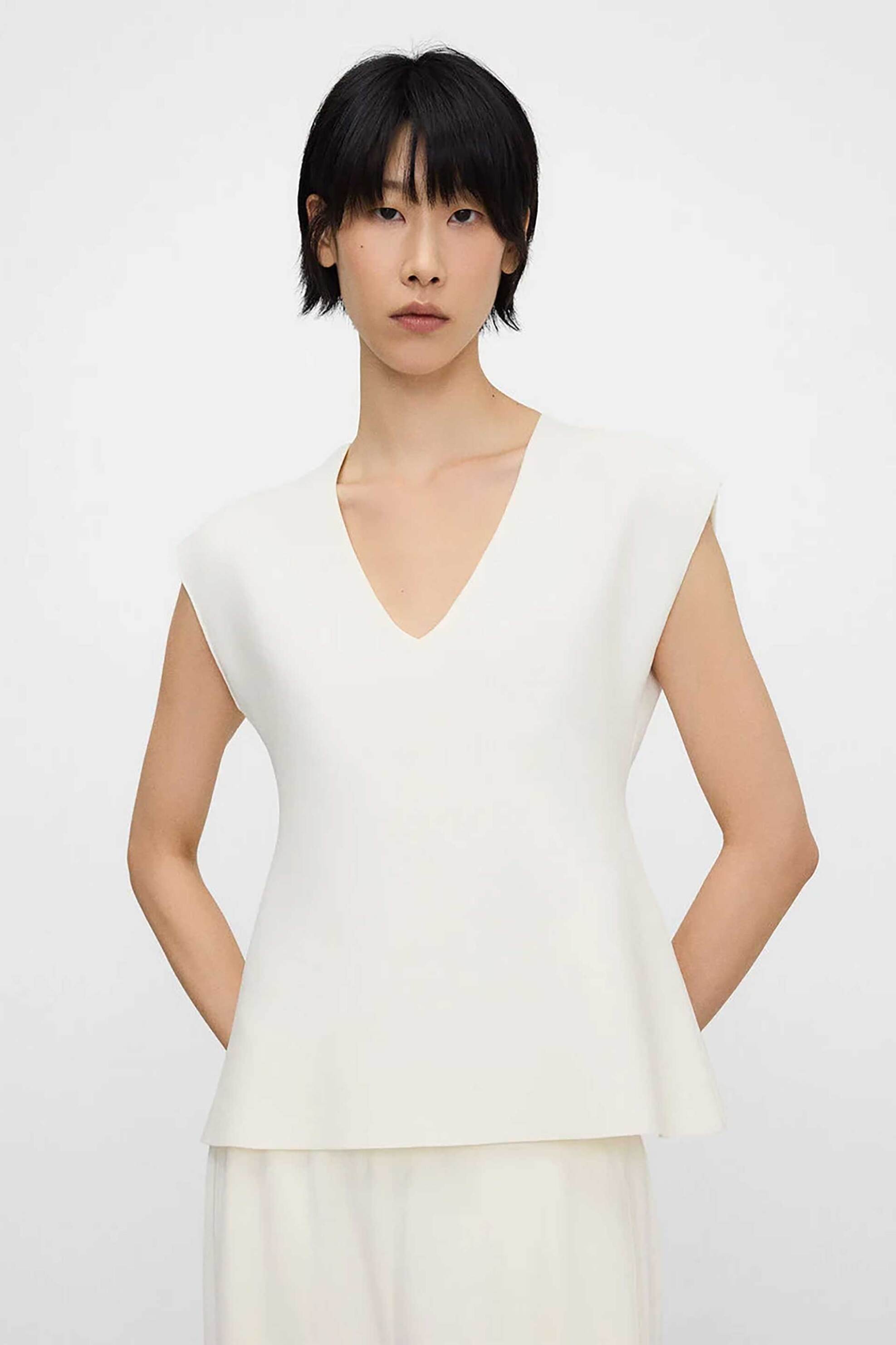 Adolfo Domínguez γυναικείo πλεκτό τοπ αμάνικο - 253091358 Εκρού