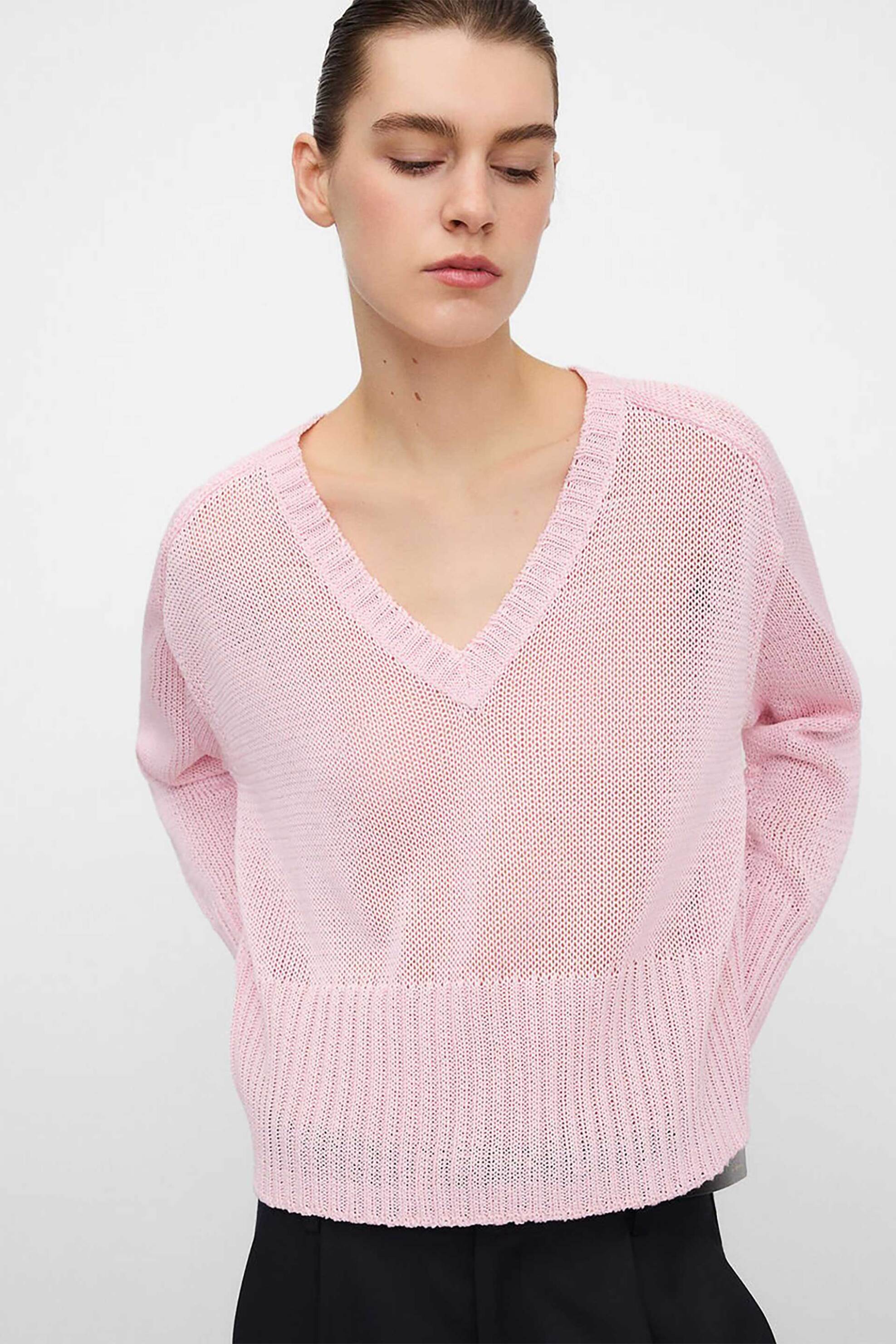 Adolfo Domínguez γυναικείο πουλόβερ μονόχρωμο ribbed - 253111263 Ροζ