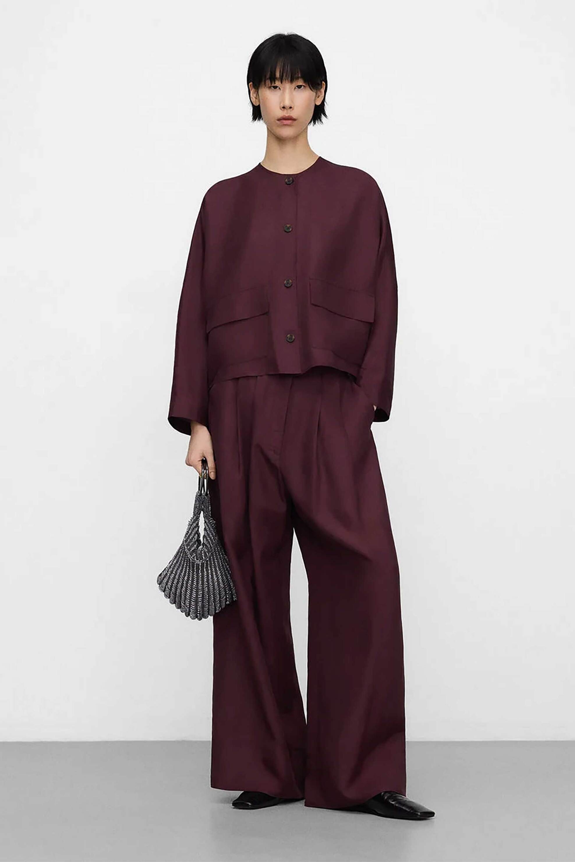 ADOLFO DOMINGUEZ Adolfo Domínguez γυναικείο παντελόνι με διπλές πτυχώσεις Wide Leg - 268082020 Μοβ