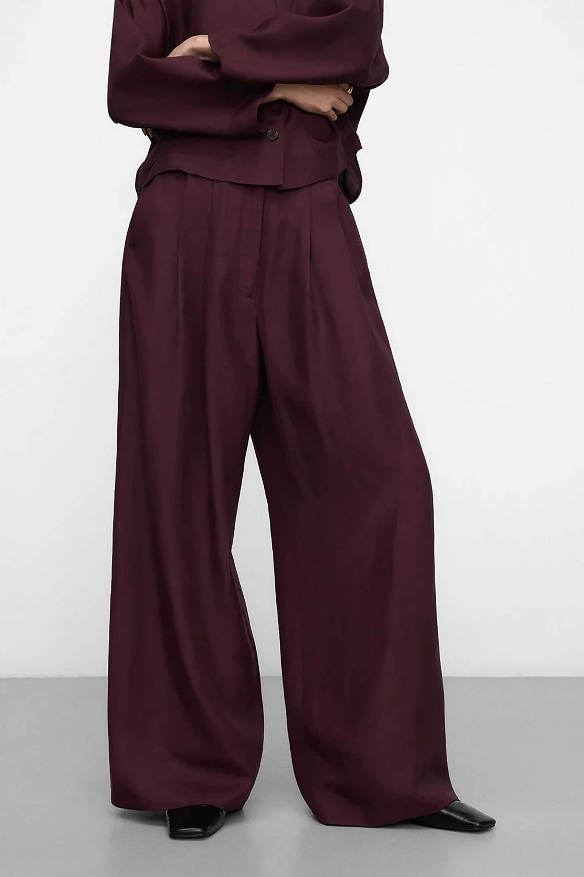 Adolfo Domínguez γυναικείο παντελόνι με διπλές πτυχώσεις Wide Leg - 268082020 Μοβ φωτογραφία