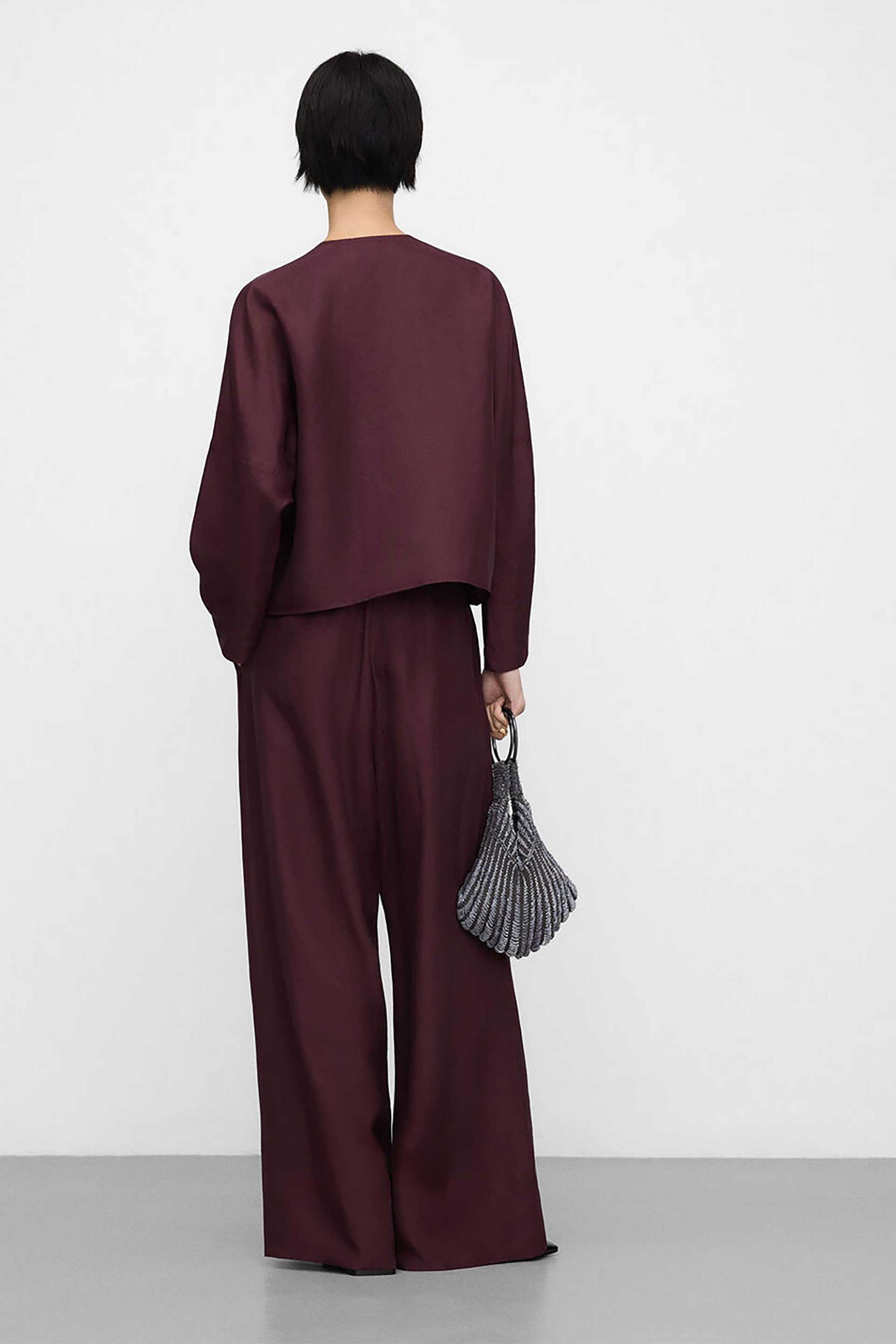 Adolfo Domínguez γυναικείο παντελόνι με διπλές πτυχώσεις Wide Leg - 268082020 Μοβ φωτογραφία