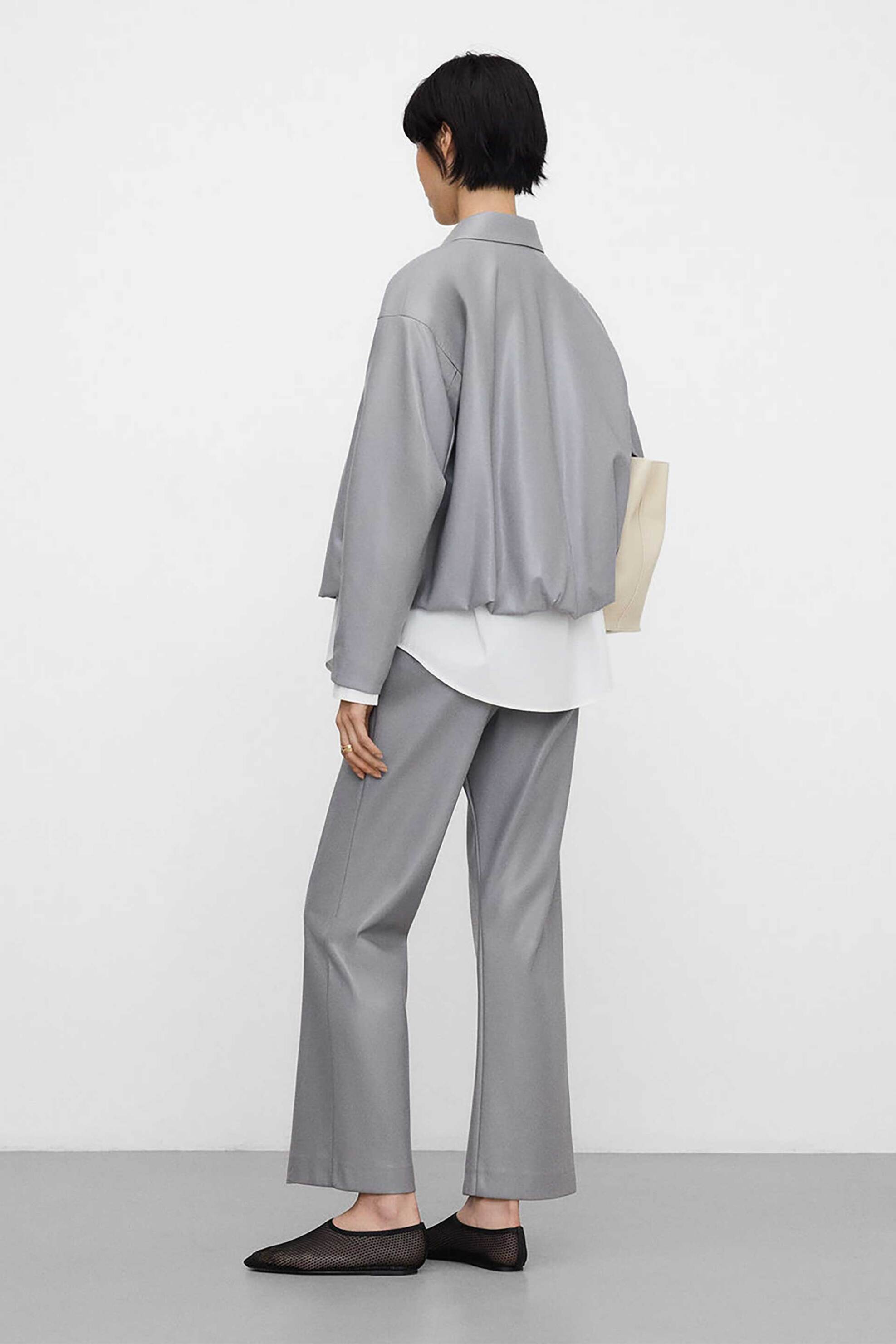 Adolfo Domínguez Γυναικείο Παντελόνι από Faux Δέρμα Relaxed Fit - 269052329 Γκρι