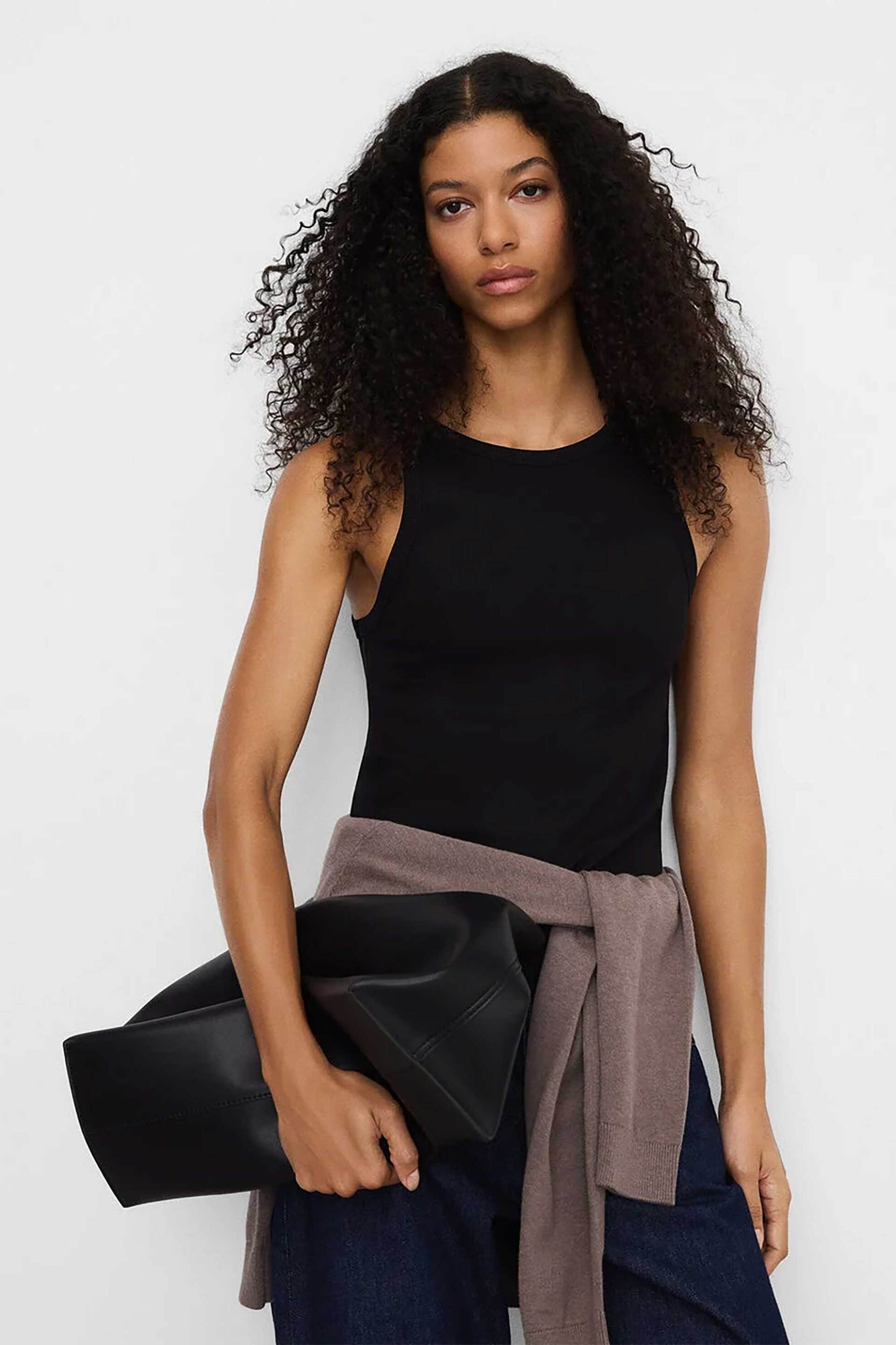 Adolfo Domínguez γυναικείο τοπ αμάνικο Regular Fit - 272012334 Μαύρο