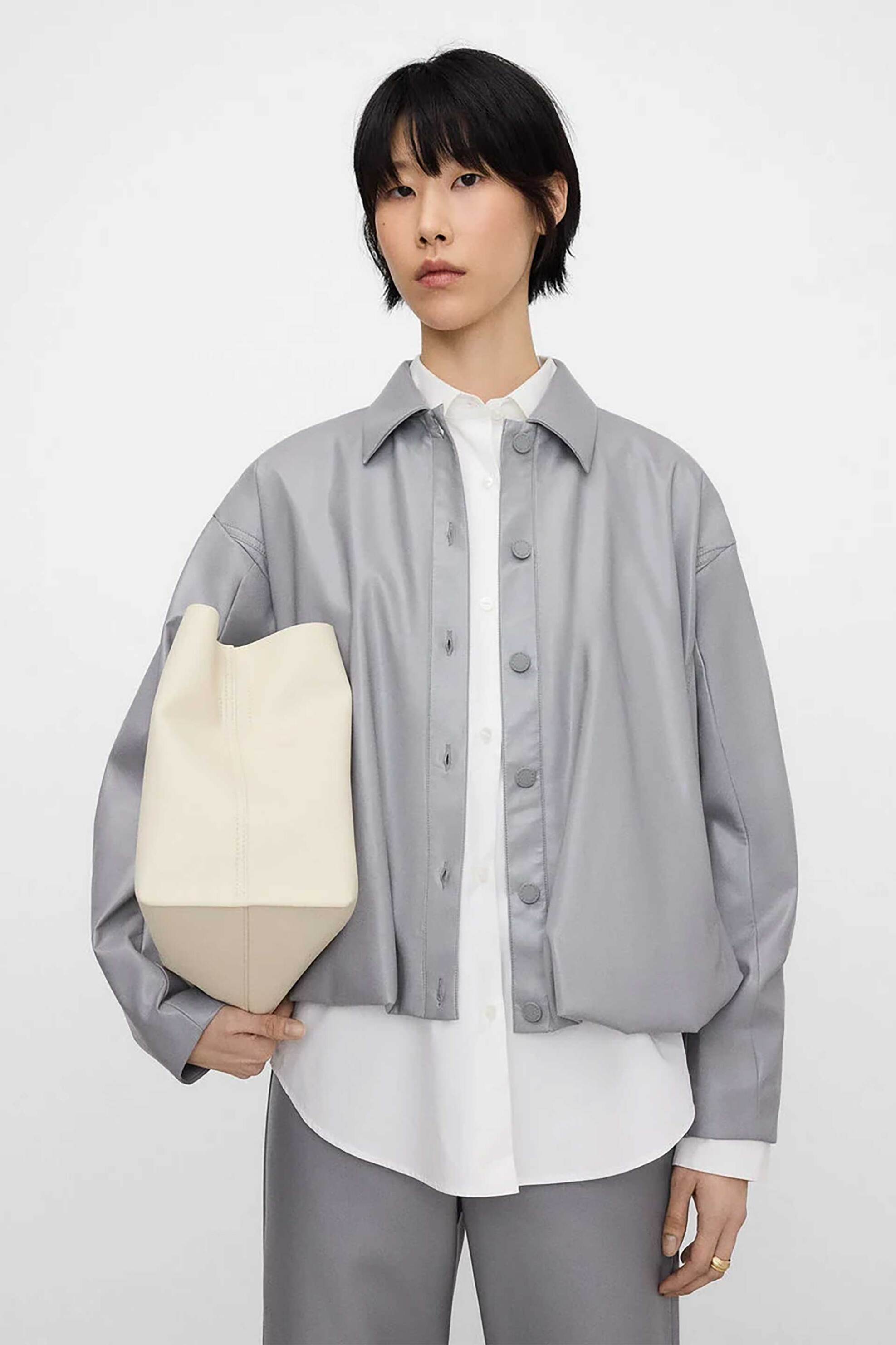 ADOLFO DOMINGUEZ Adolfo Domínguez γυναικείο μπουφάν bomber με faux δέρμα - 275022325 Γκρι